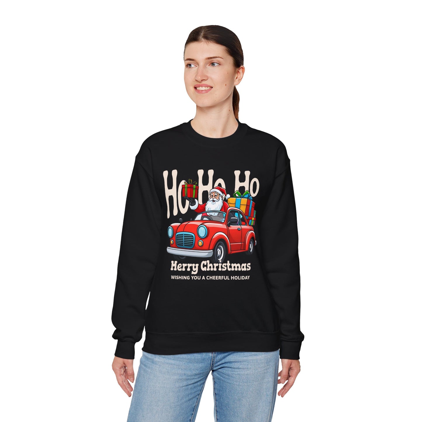 Merry Christmas: Santa in Red Truck Sweatshirt