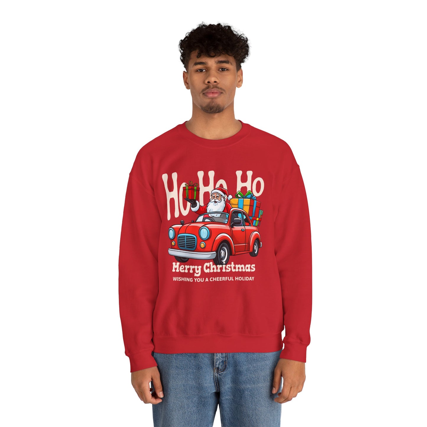 Merry Christmas: Santa in Red Truck Sweatshirt