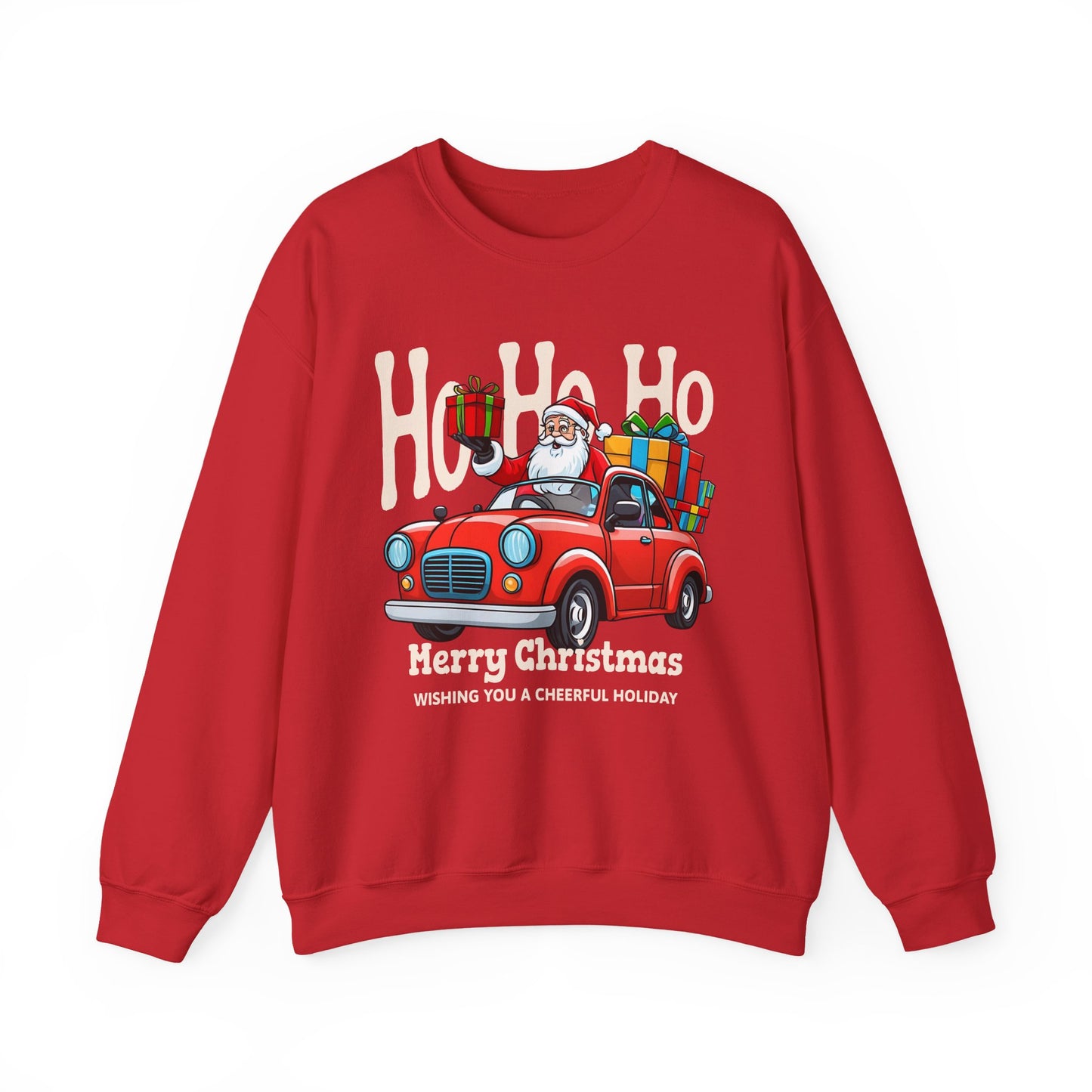 Merry Christmas: Santa in Red Truck Sweatshirt