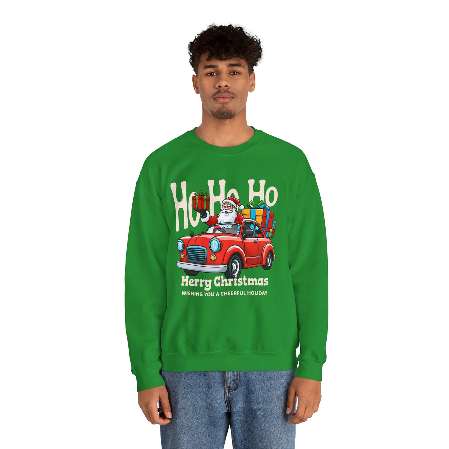 Merry Christmas: Santa in Red Truck Sweatshirt