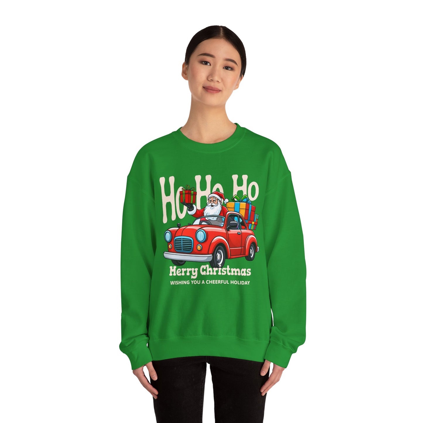 Merry Christmas: Santa in Red Truck Sweatshirt