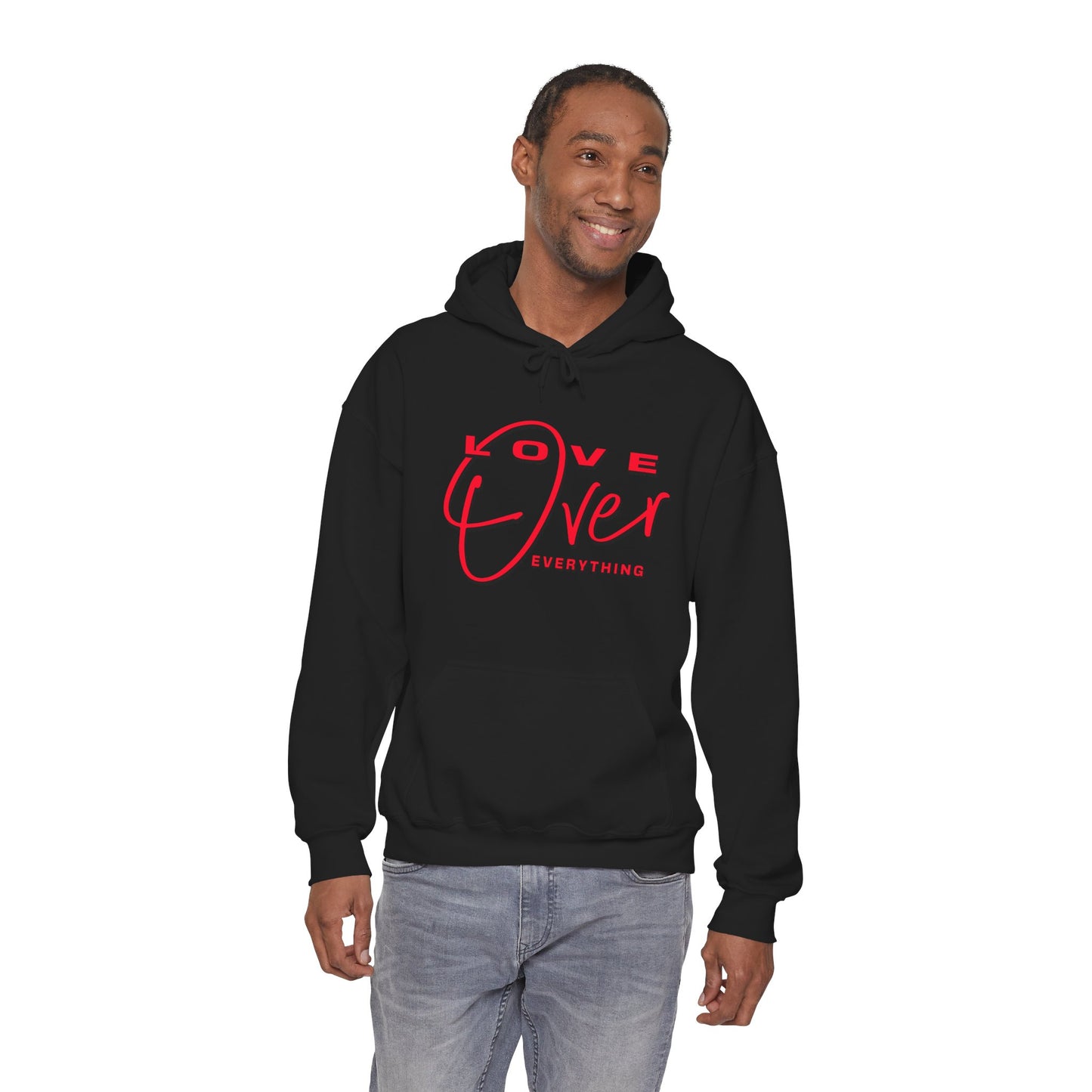 Love Over Everything: Red Script Graphic Premium Pullover