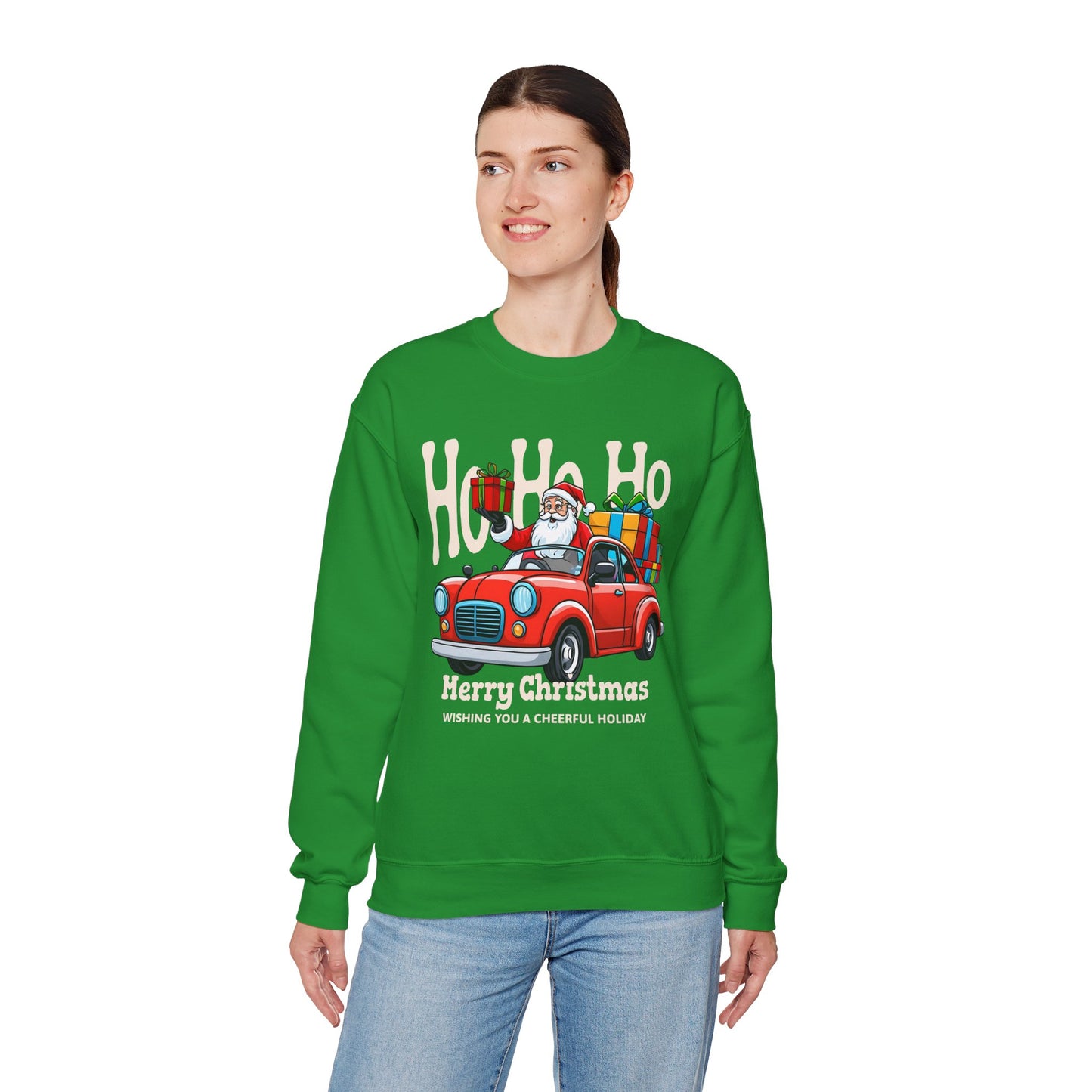 Merry Christmas: Santa in Red Truck Sweatshirt