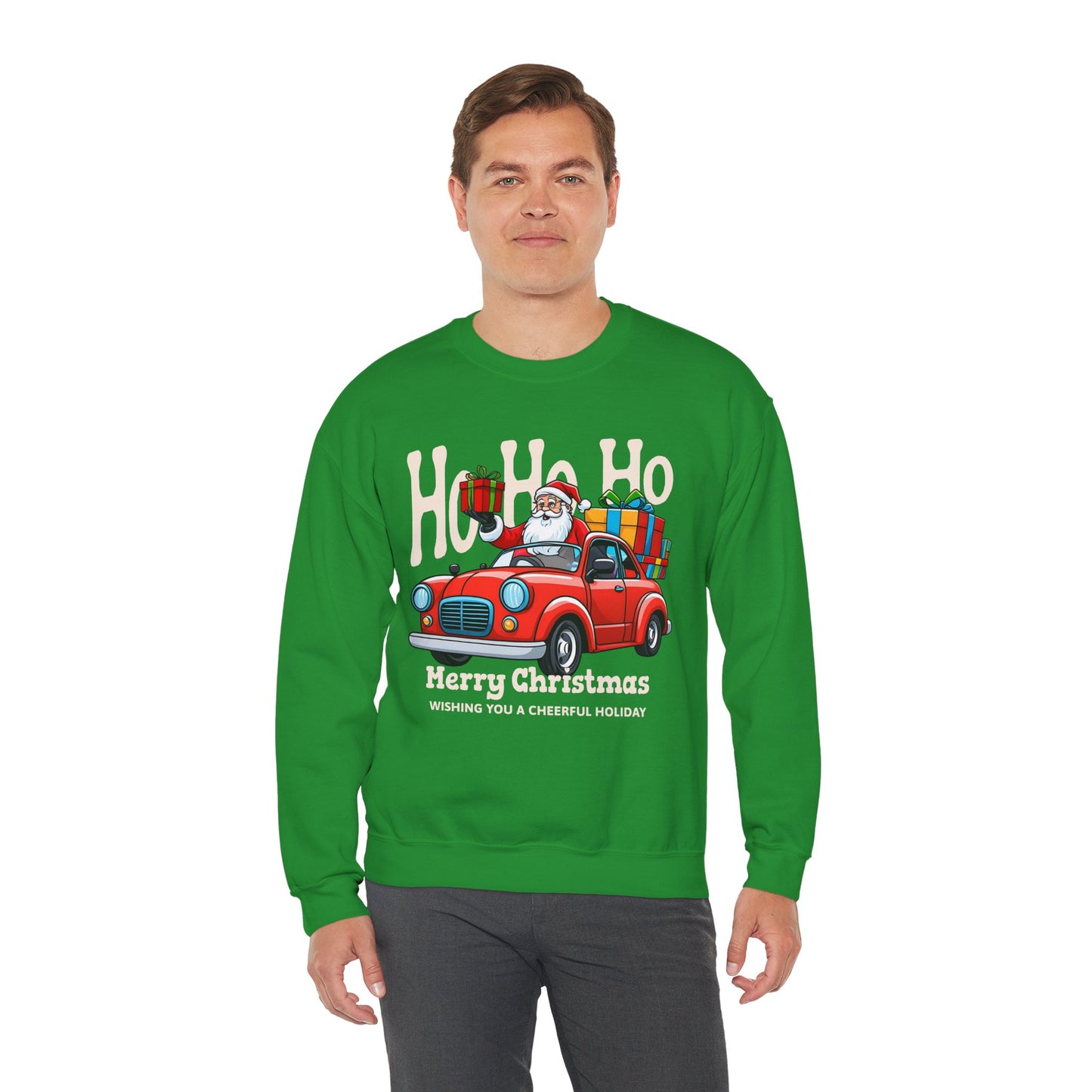 Merry Christmas: Santa in Red Truck Sweatshirt