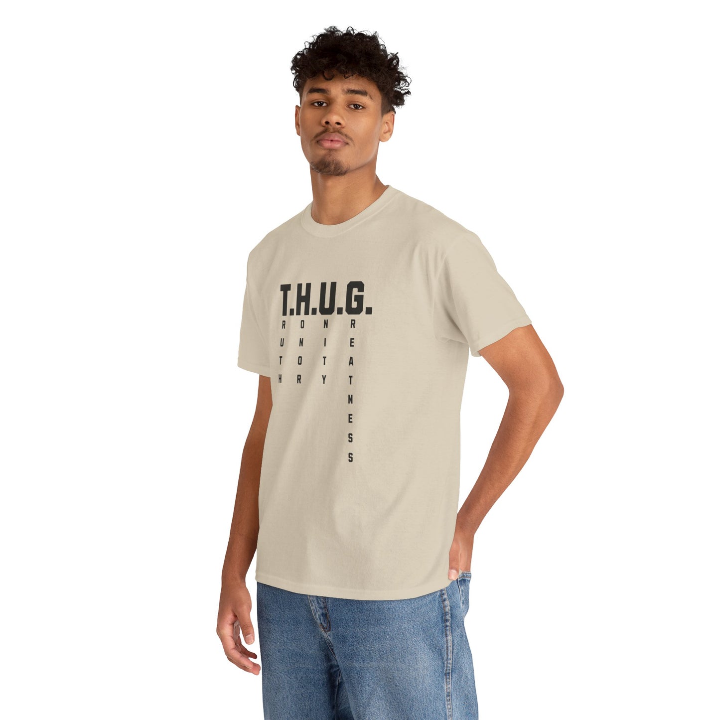 Pure Character: T.H.U.G. Vertical Acronym Premium Graphic Tee