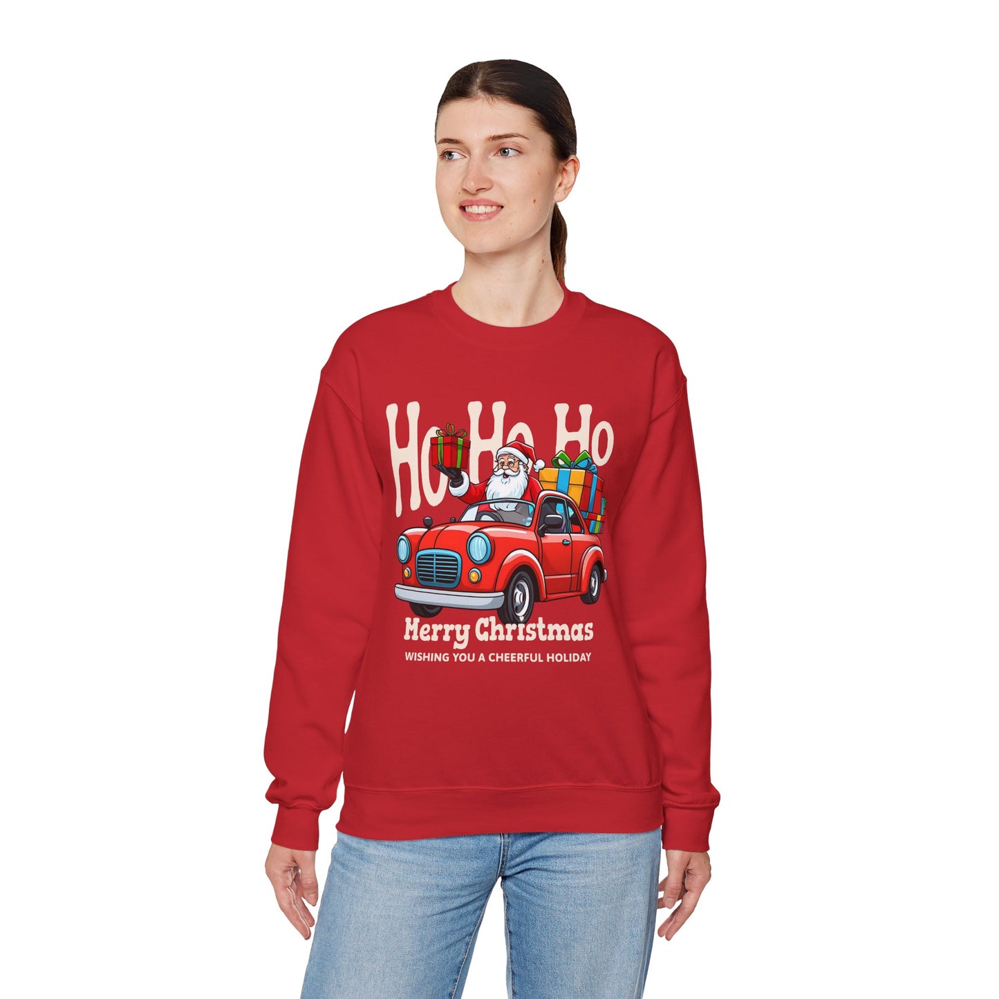 Merry Christmas: Santa in Red Truck Sweatshirt