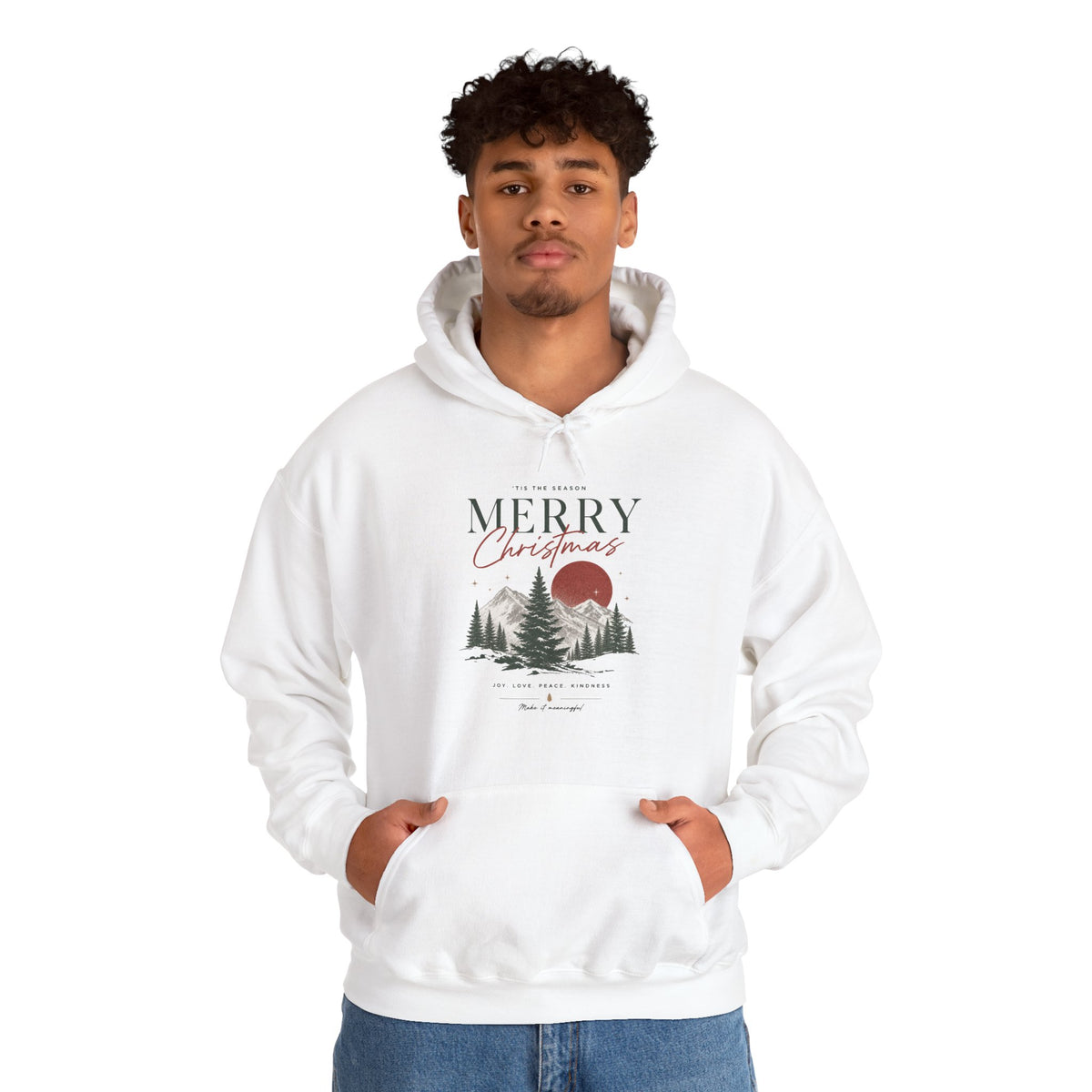 Tis the Season Merry Christmas Hoodie — Forest Sunrise