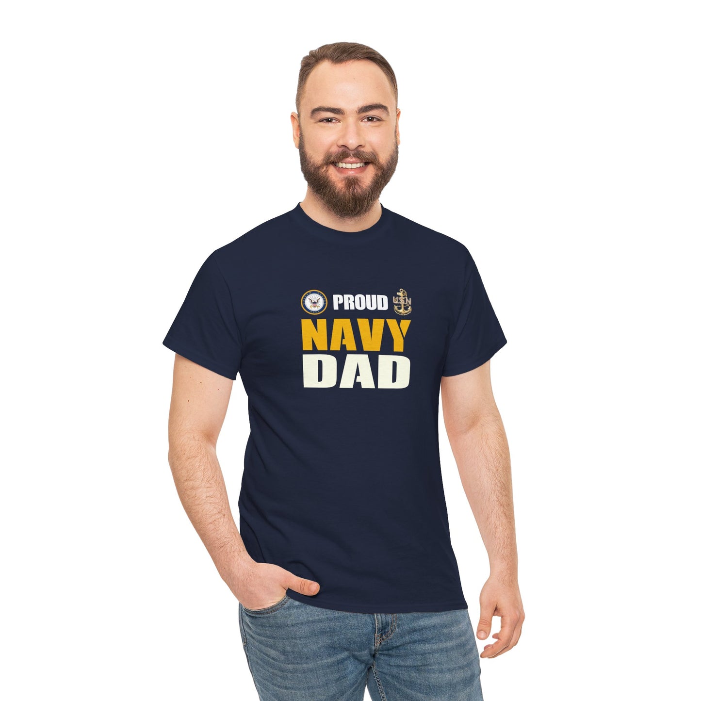 Proud Navy Dad Unisex Heavy Cotton Tee