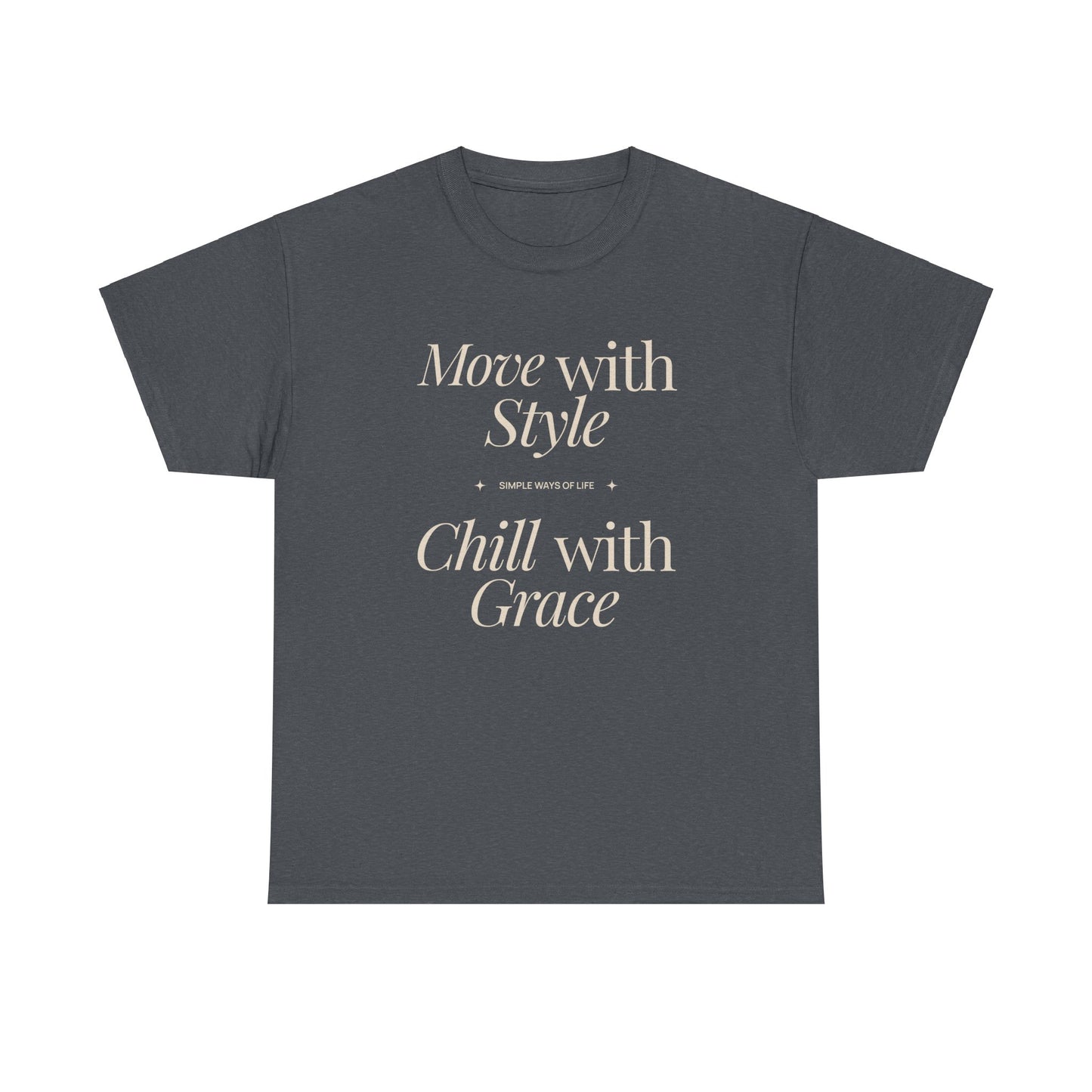 Move with style and relax with grace. Unisex Heavy Cotton T-shirt design that recalls the simple ways of life.