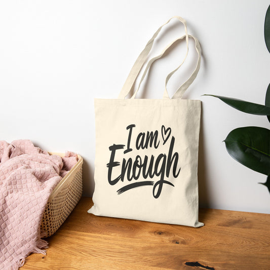 Wear Your Worth: I Am Enough Premium Canvas Market Tote