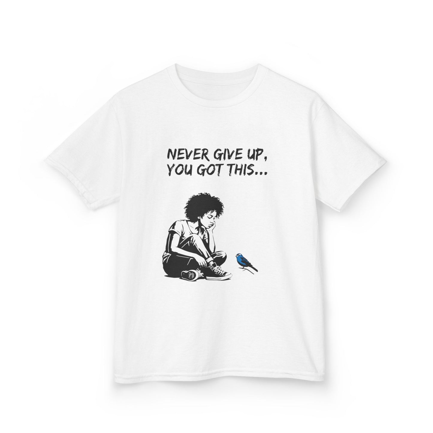 Never Give Up Kids Inspirational Tee