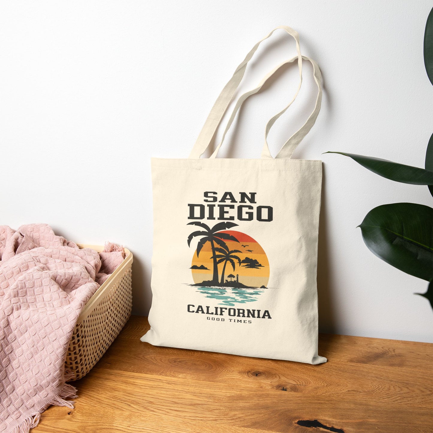 San Diego Beach Vibes Tote Bag, Eco-friendly Tote, Summer Bag, Shopping Tote, Beach Day Essential