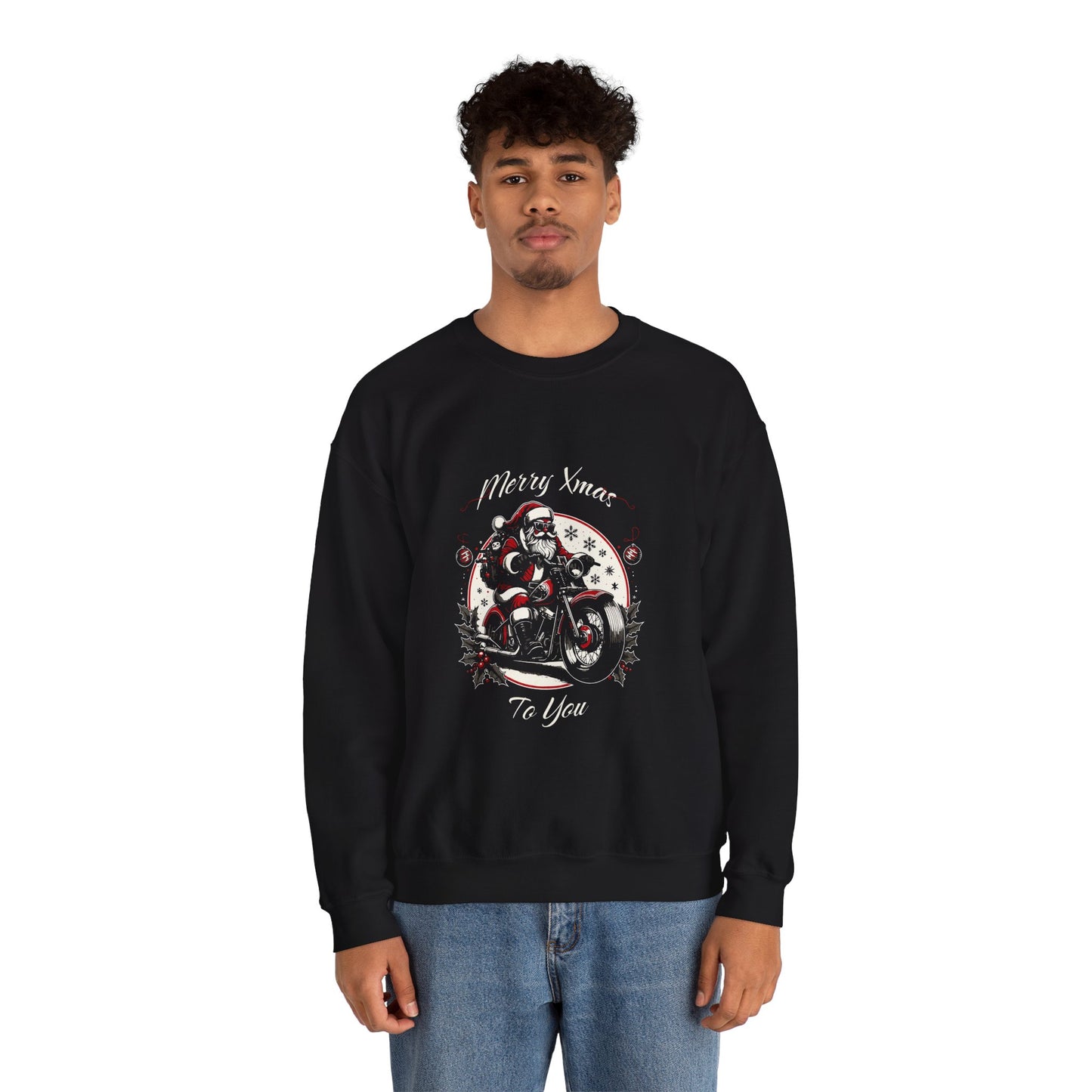 Merry XMas: Biker Holiday Crewneck Sweatshirt