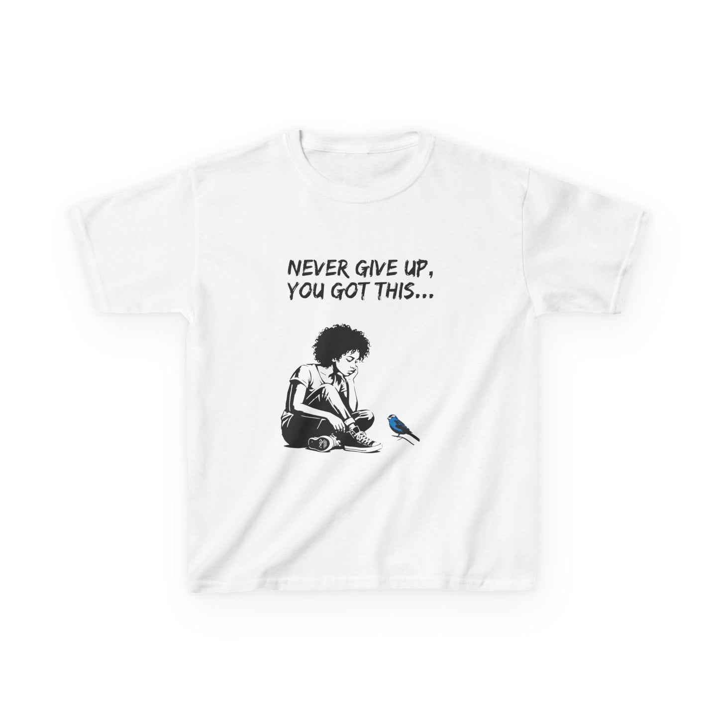 Never Give Up Kids Inspirational Tee