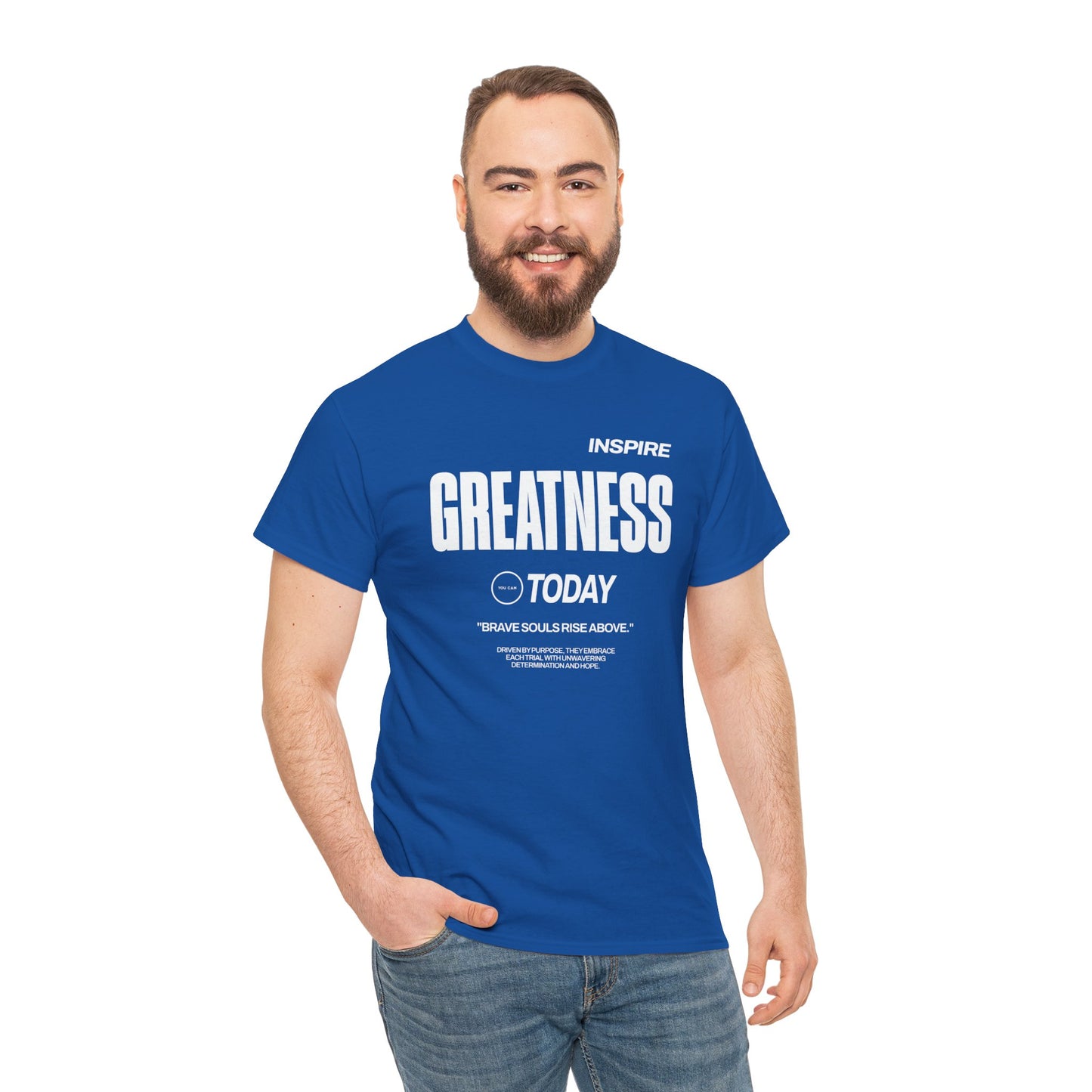 Inspire greatness today! Unisex Heavy Cotton T-shirt design that urges you to embrace every struggle in life with unflinching tenacity and hope.