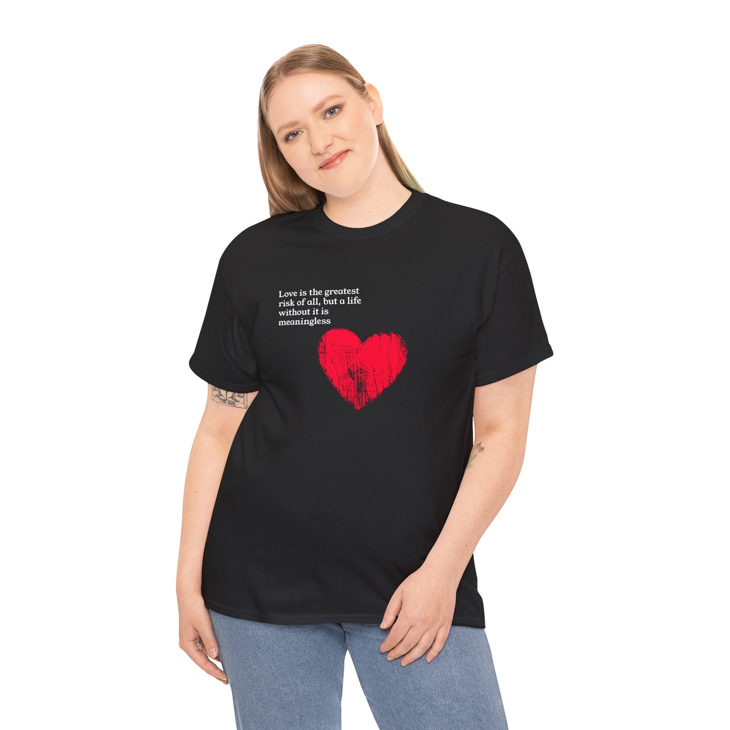 Artistic Affection: Red Brushstroke Heart "Love Is The Greatest" Tee