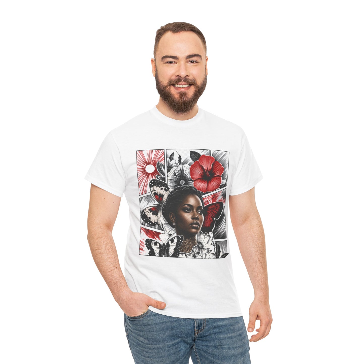 Floral Butterfly Portrait Graphic Tee