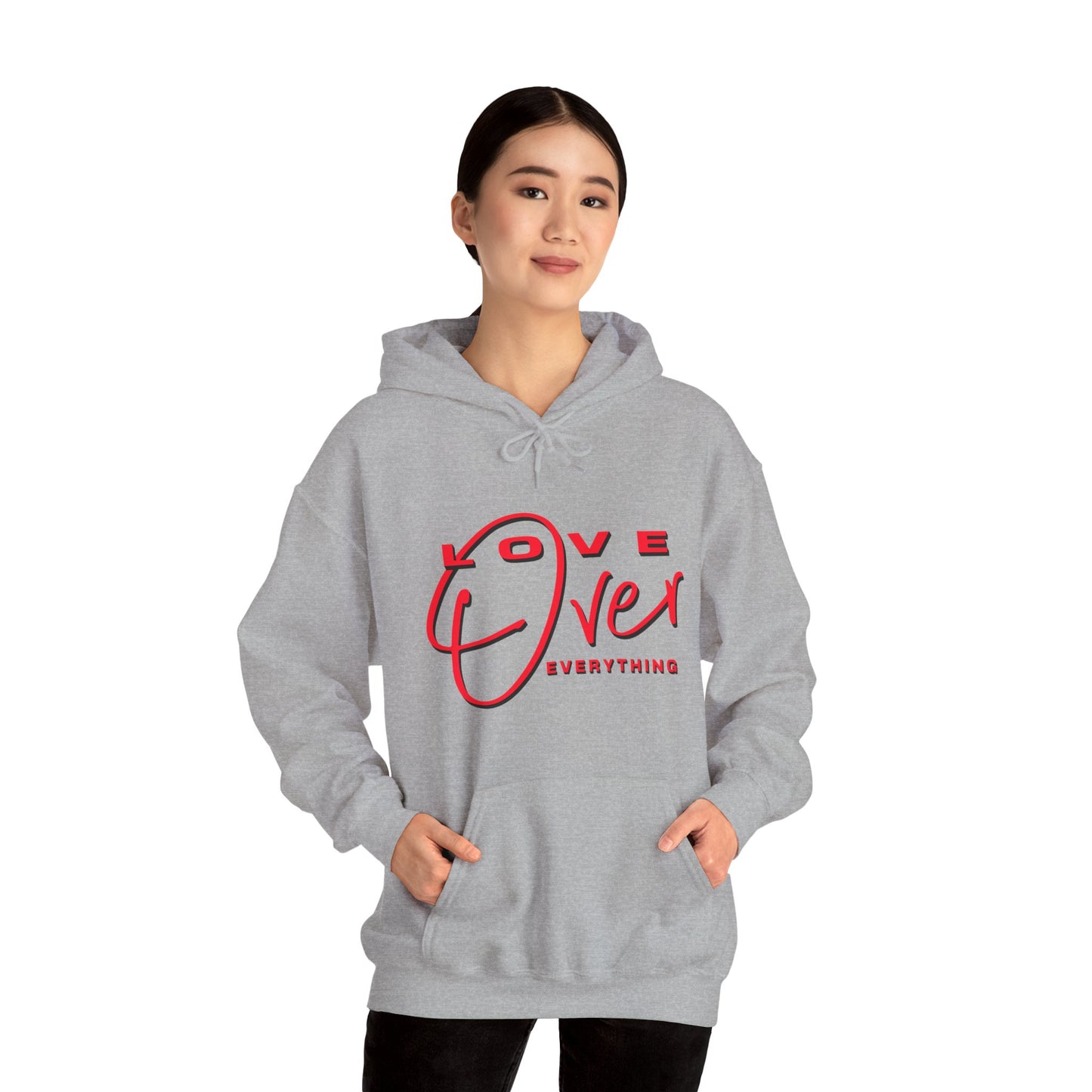 Love Over Everything: Red Script Graphic Premium Pullover
