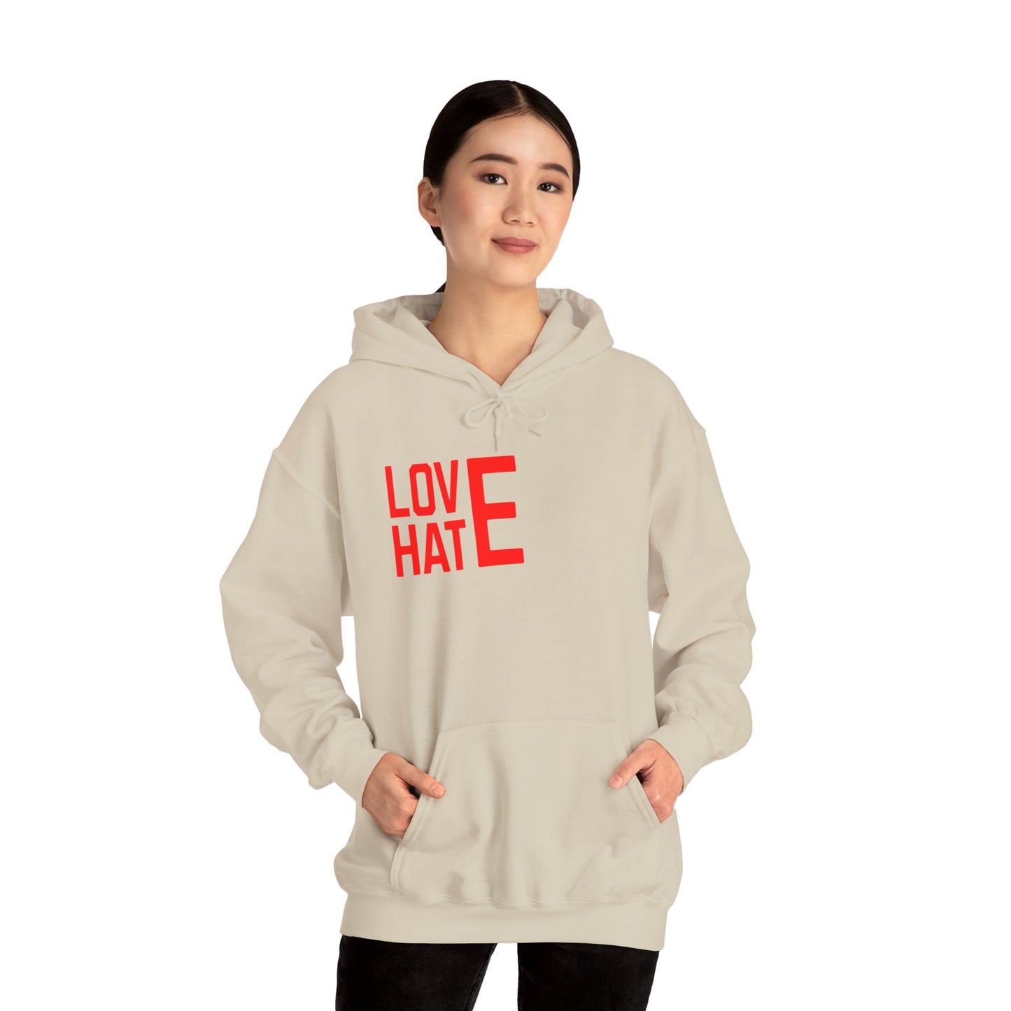 LOVE HATE Unisex Hoodie – Cozy Everyday Pullover by Dripp’N Gear, Perfect for Gifts & Holidays