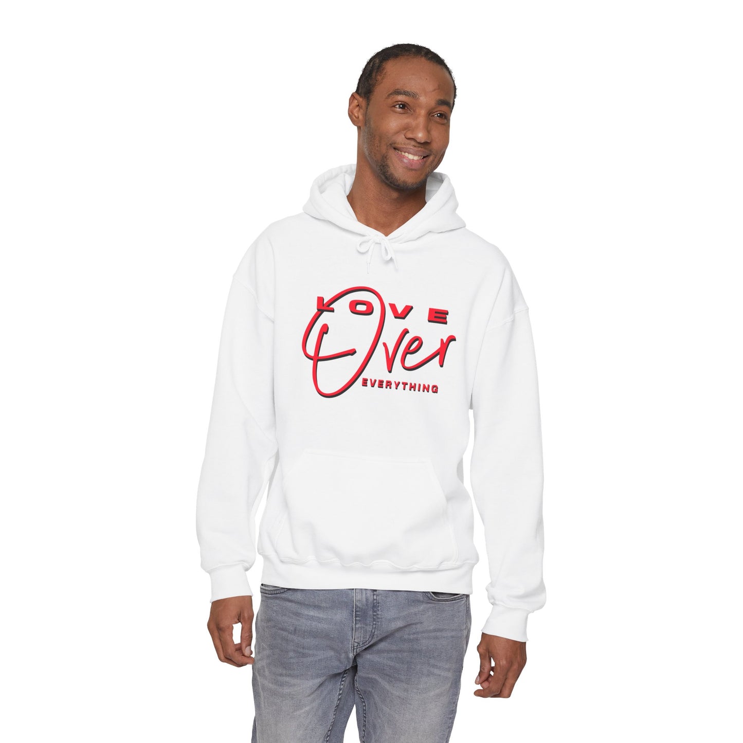 Love Over Everything: Red Script Graphic Premium Pullover