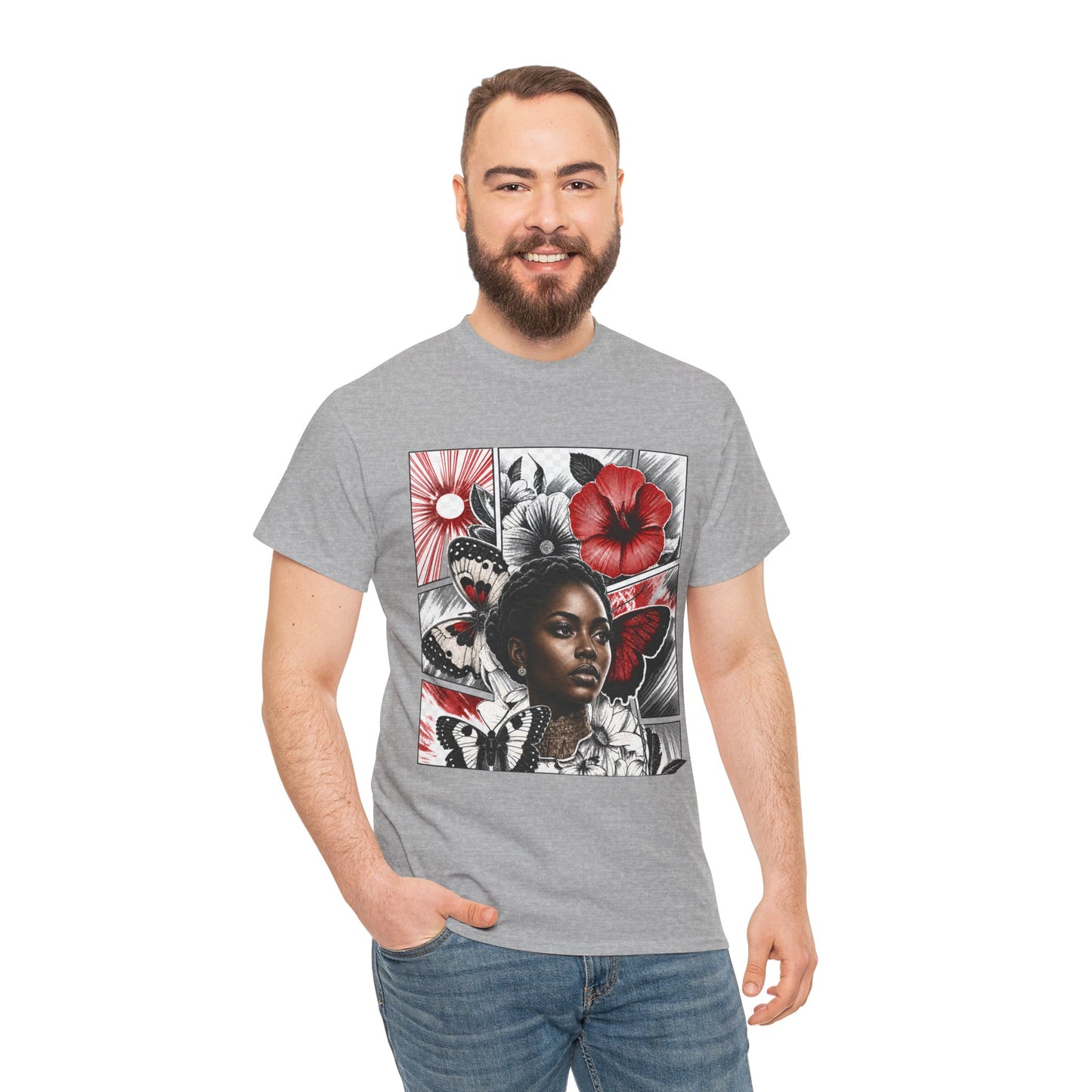 Floral Butterfly Portrait Graphic Tee