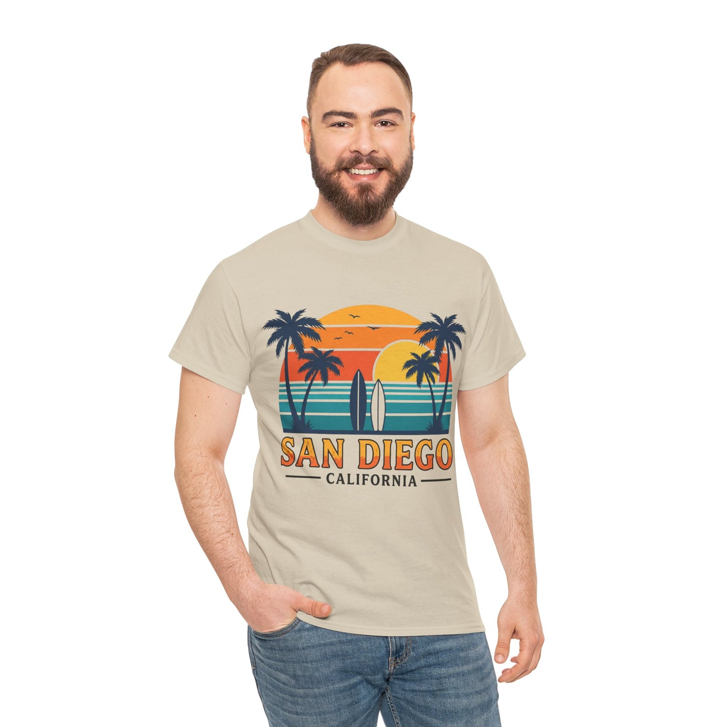 Coastal Classic: San Diego Sunset Surf Premium Graphic Tee