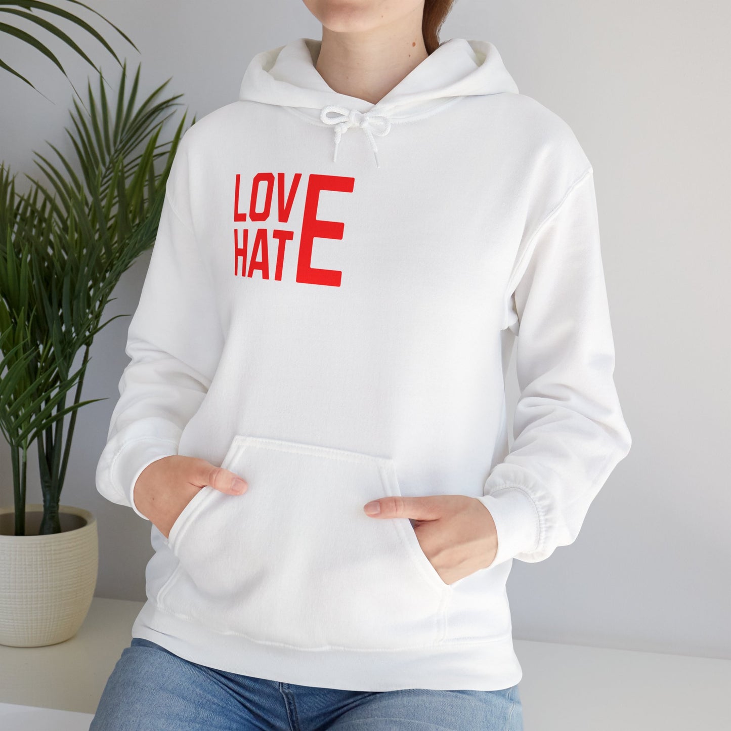 LOVE HATE Unisex Hoodie – Cozy Everyday Pullover by Dripp’N Gear, Perfect for Gifts & Holidays