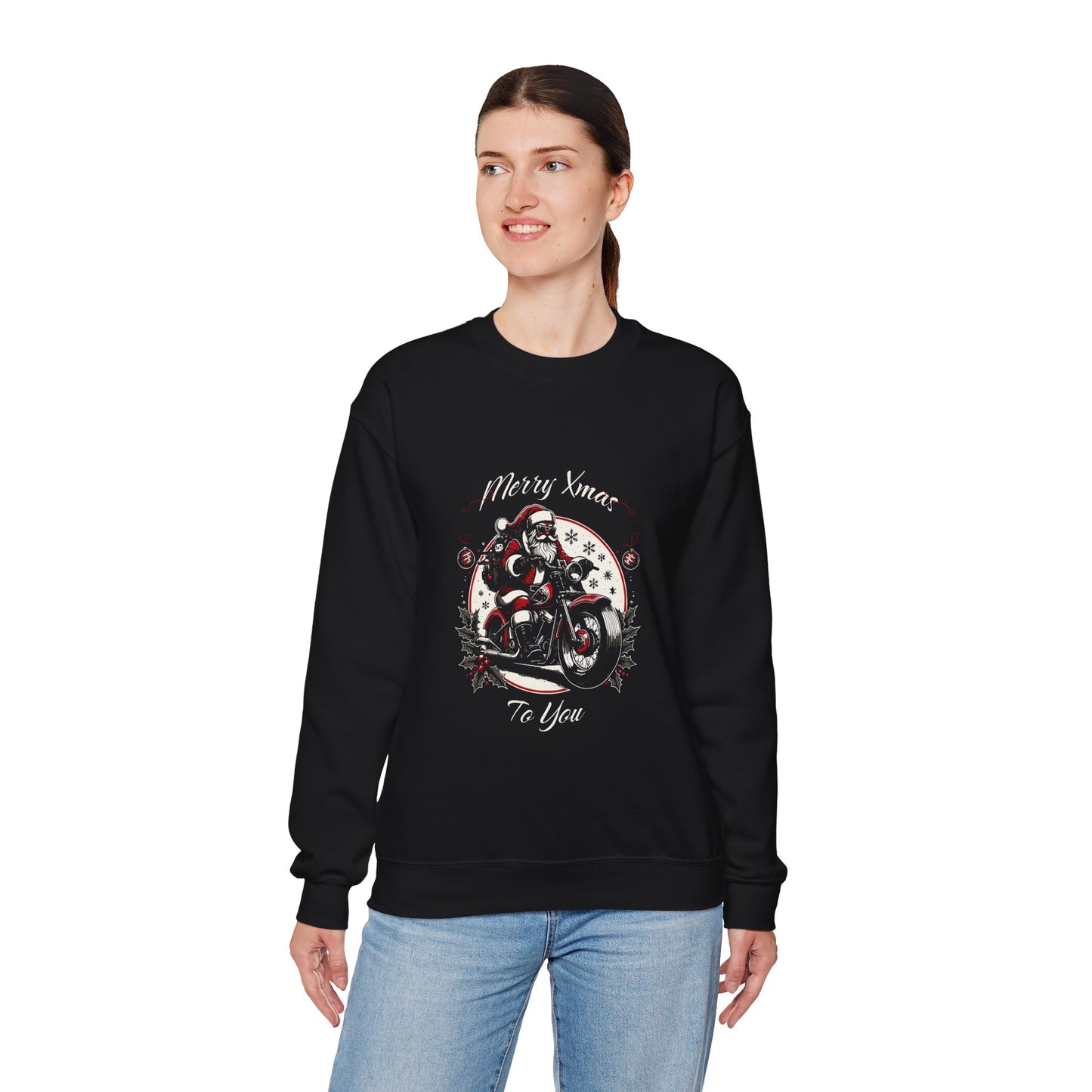 Merry XMas: Biker Holiday Crewneck Sweatshirt