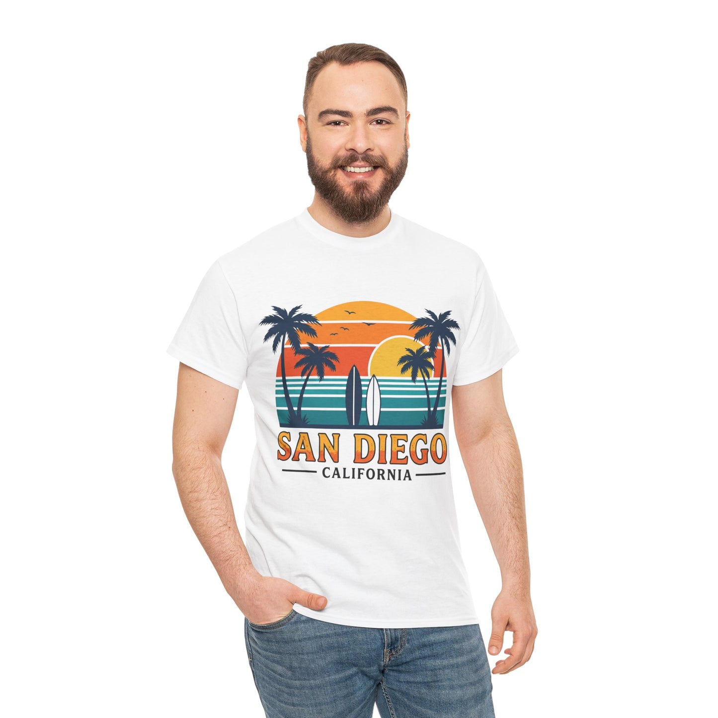 Coastal Classic: San Diego Sunset Surf Premium Graphic Tee