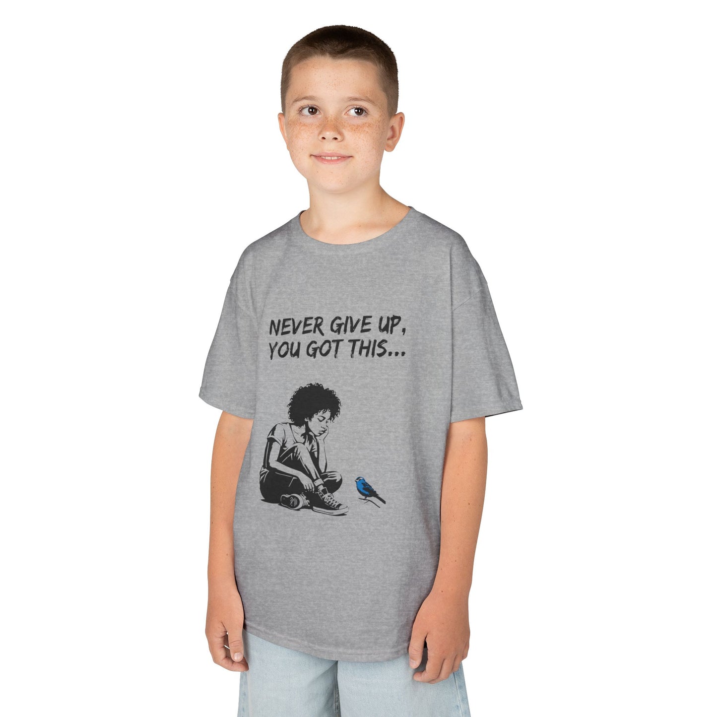 Never Give Up Kids Inspirational Tee