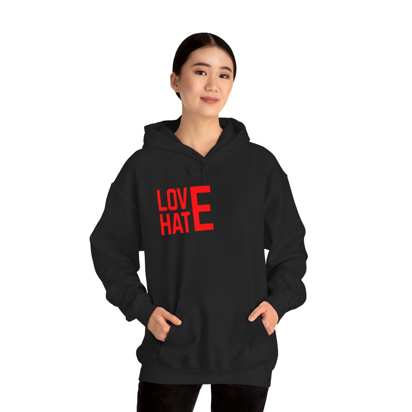 LOVE HATE Unisex Hoodie – Cozy Everyday Pullover by Dripp’N Gear, Perfect for Gifts & Holidays