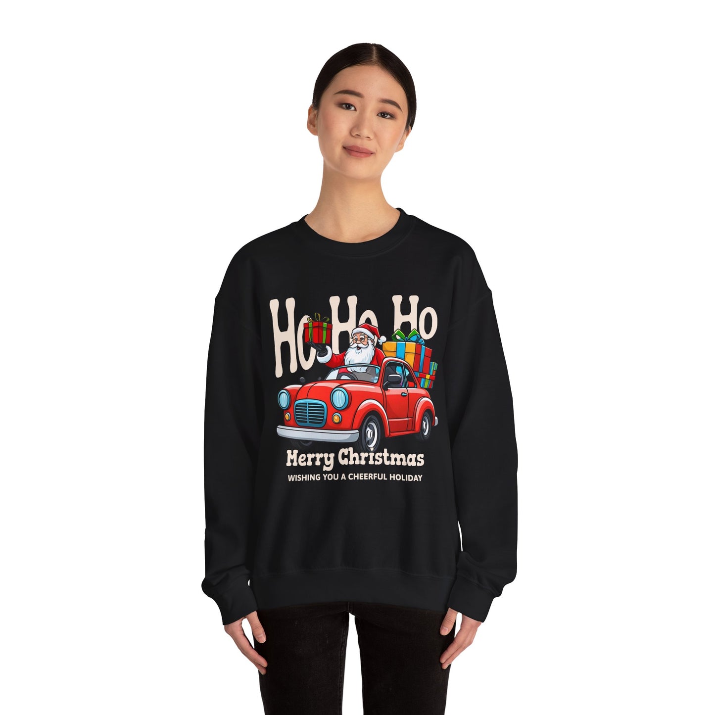 Merry Christmas: Santa in Red Truck Sweatshirt
