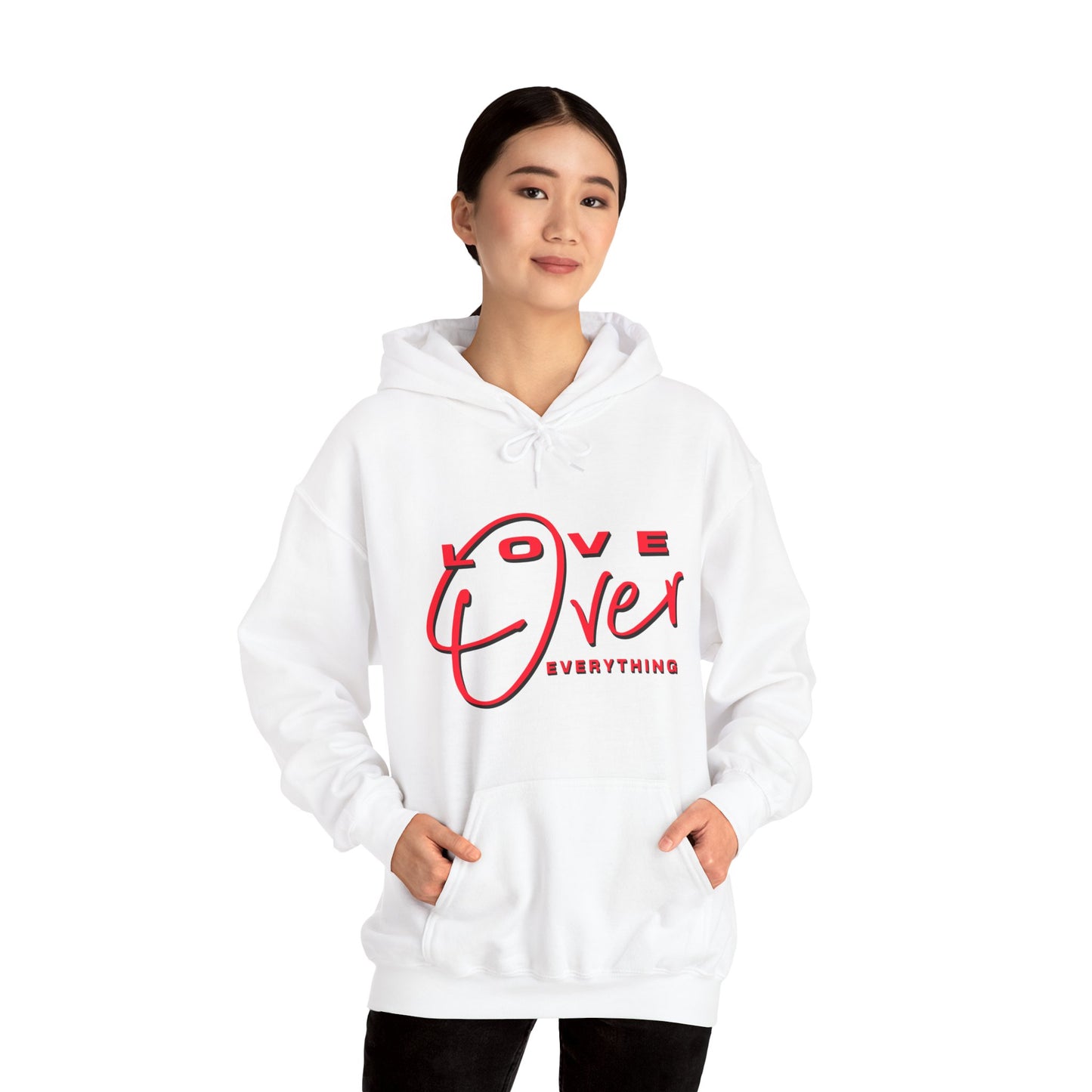 Love Over Everything: Red Script Graphic Premium Pullover