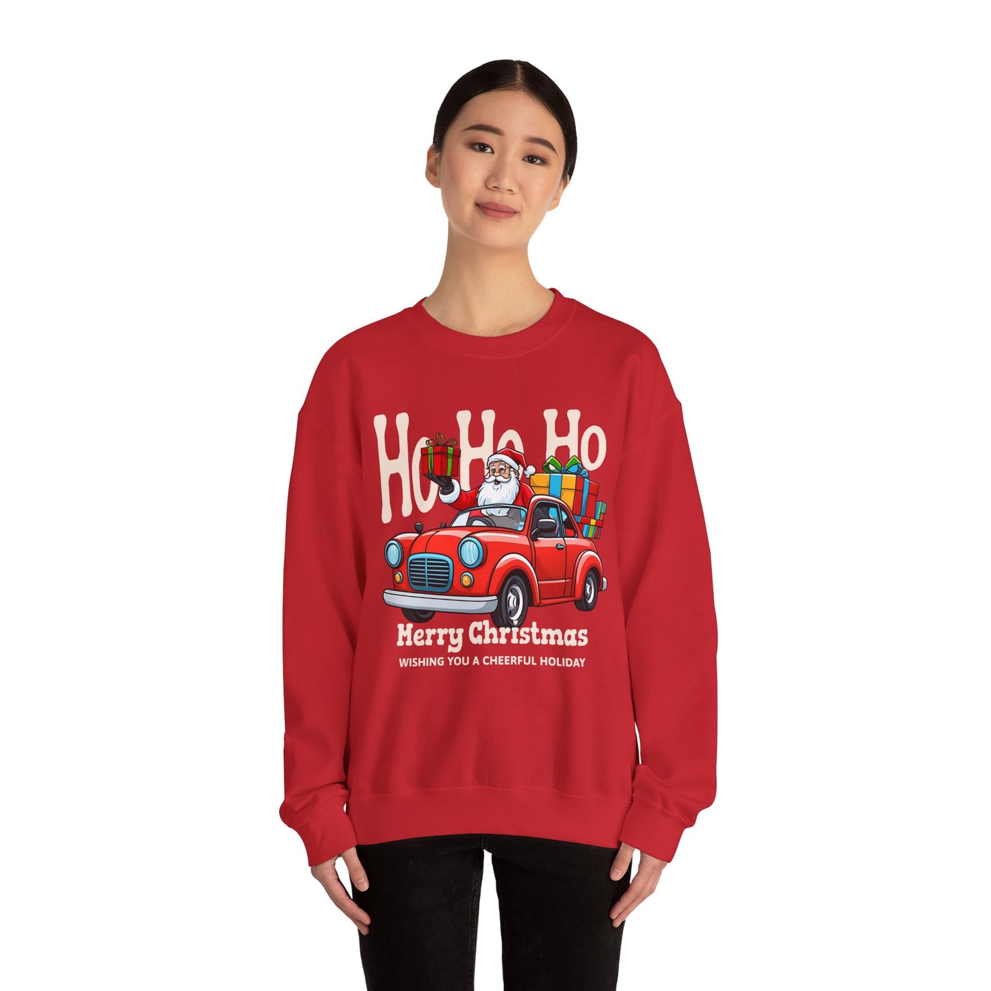 Merry Christmas: Santa in Red Truck Sweatshirt
