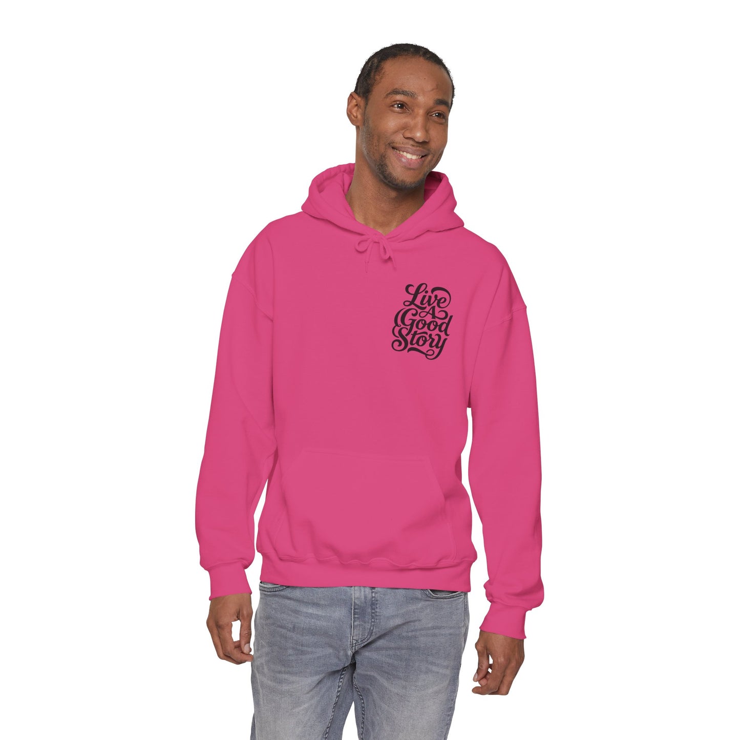 Live A Good Story Hoodie — Inspirational Script Pullover for Everyday Wear