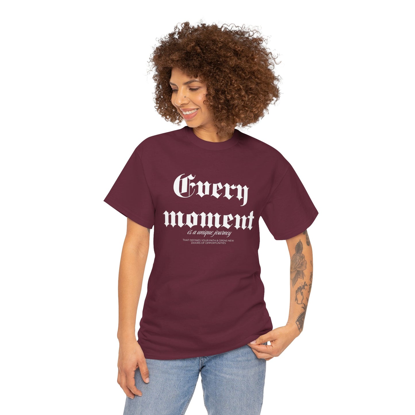 Every Moment Unisex white font Heavy Cotton Tee