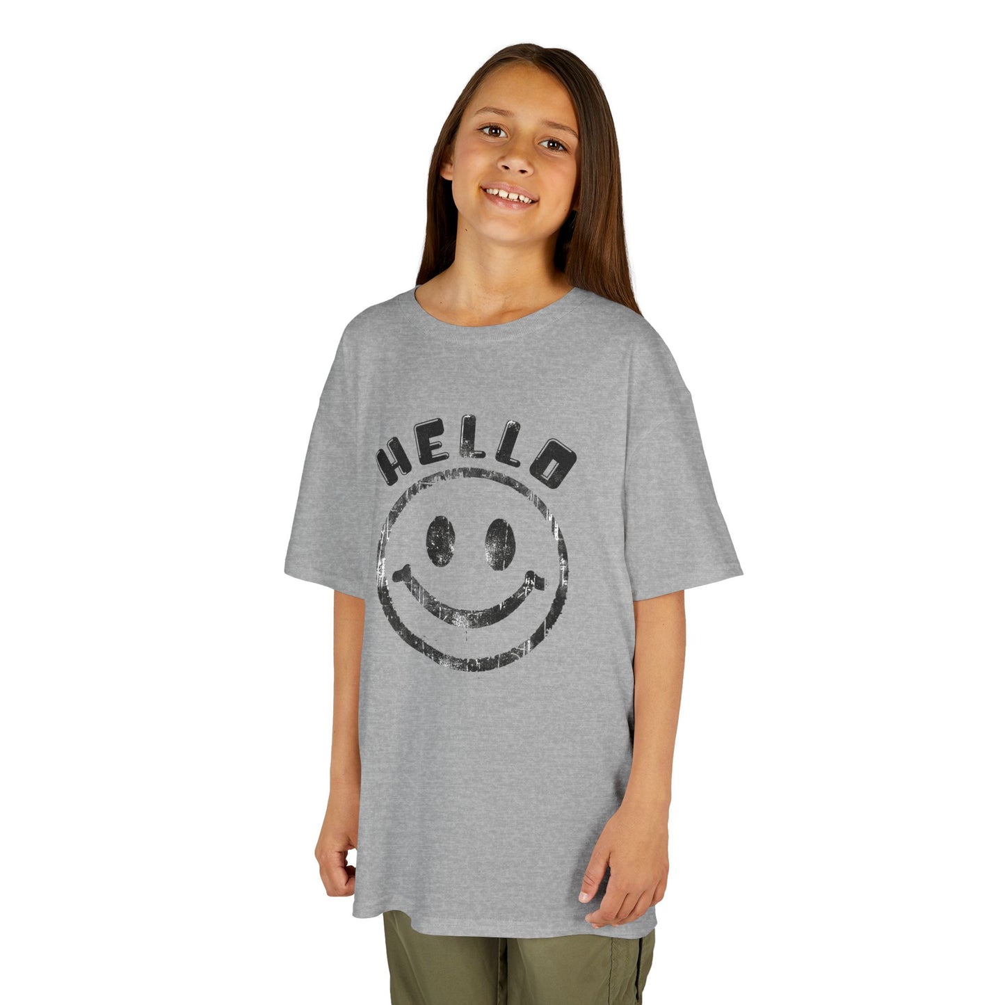 Universal Happiness: Hello Smiley Face Kids Premium Graphic Tee