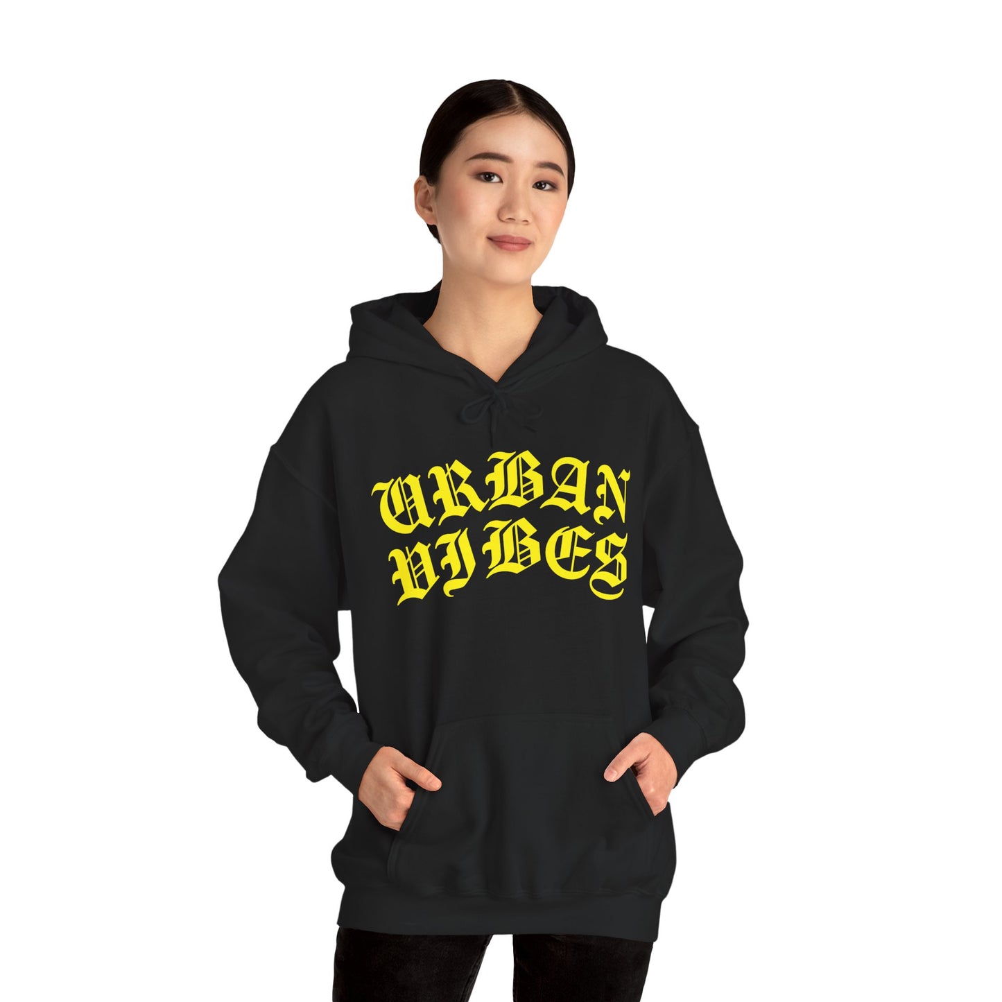 Urban Vibes Bold Gothic Yellow Logo Premium Hoodie
