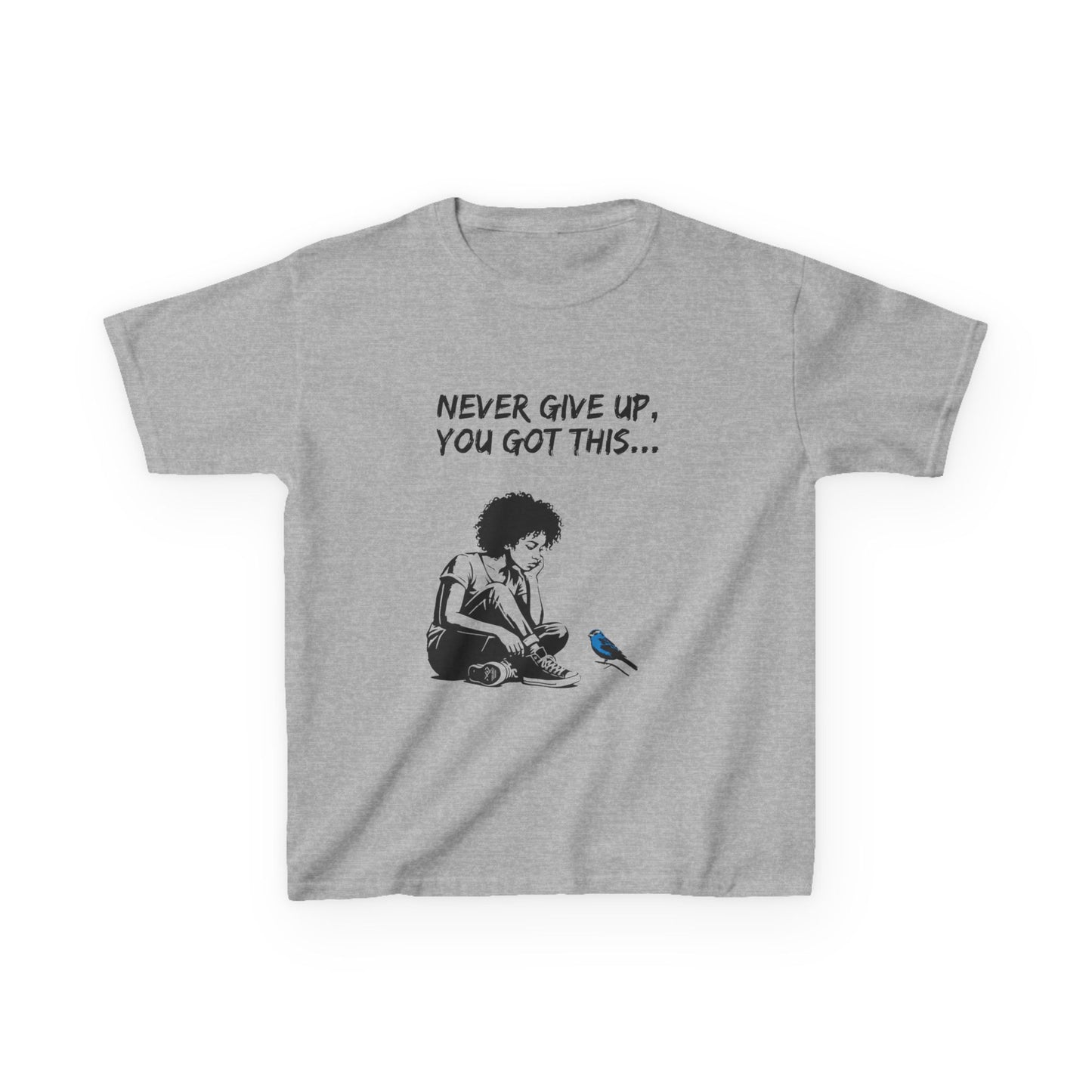 Never Give Up Kids Inspirational Tee