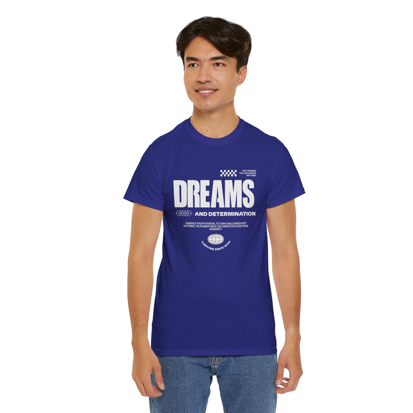 Dreams and determination White font Unisex Heavy Cotton Tee