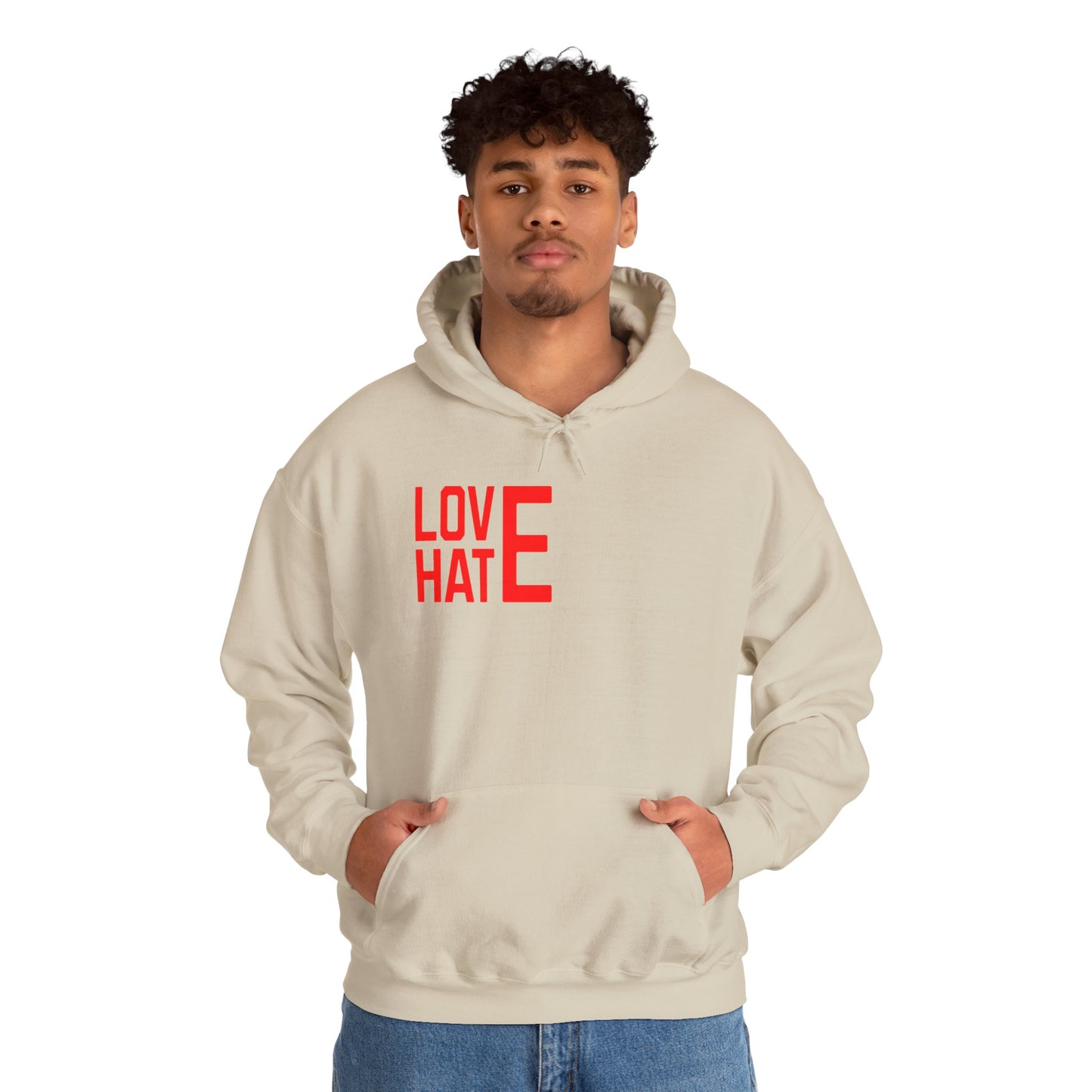 LOVE HATE Unisex Hoodie – Cozy Everyday Pullover by Dripp’N Gear, Perfect for Gifts & Holidays