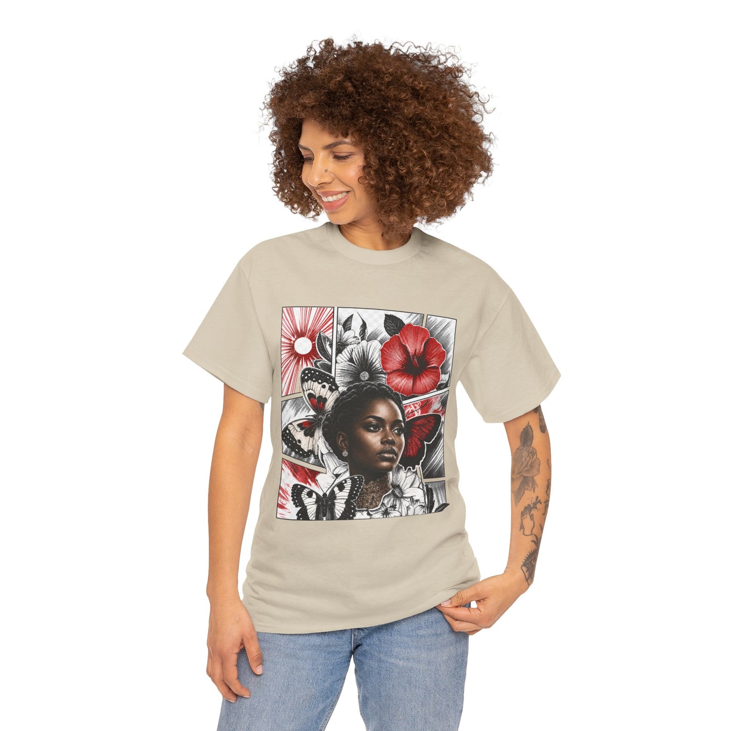 Floral Butterfly Portrait Graphic Tee