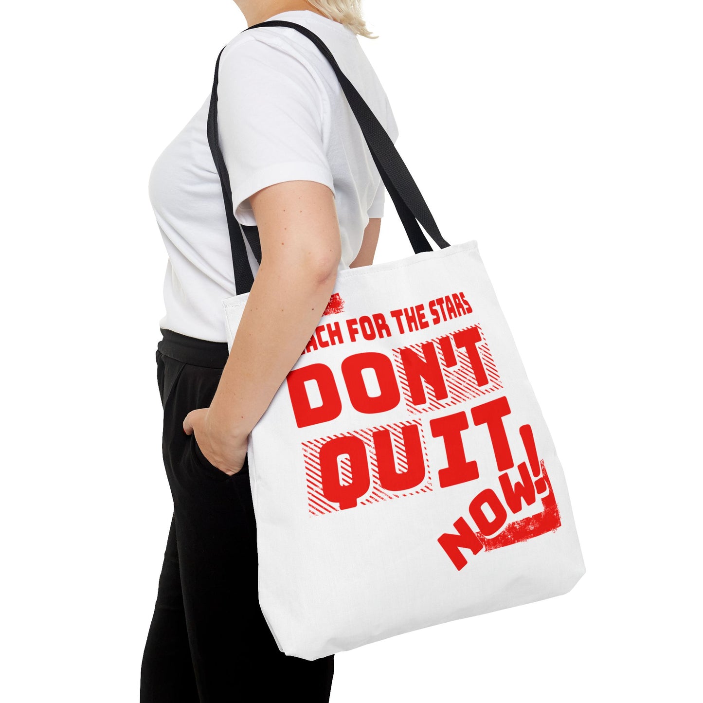 Motivational Tote Bag - Reach for the Stars and Don't Quit