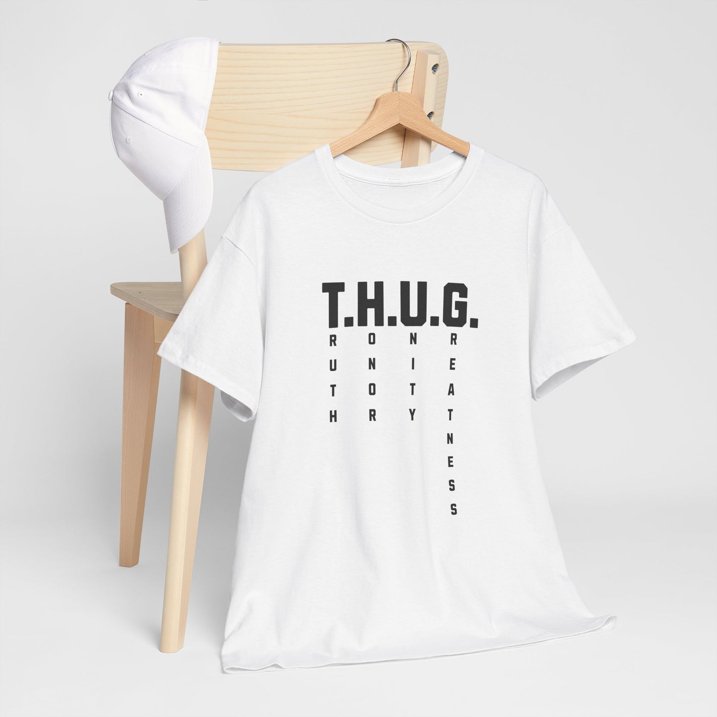 Pure Character: T.H.U.G. Vertical Acronym Premium Graphic Tee
