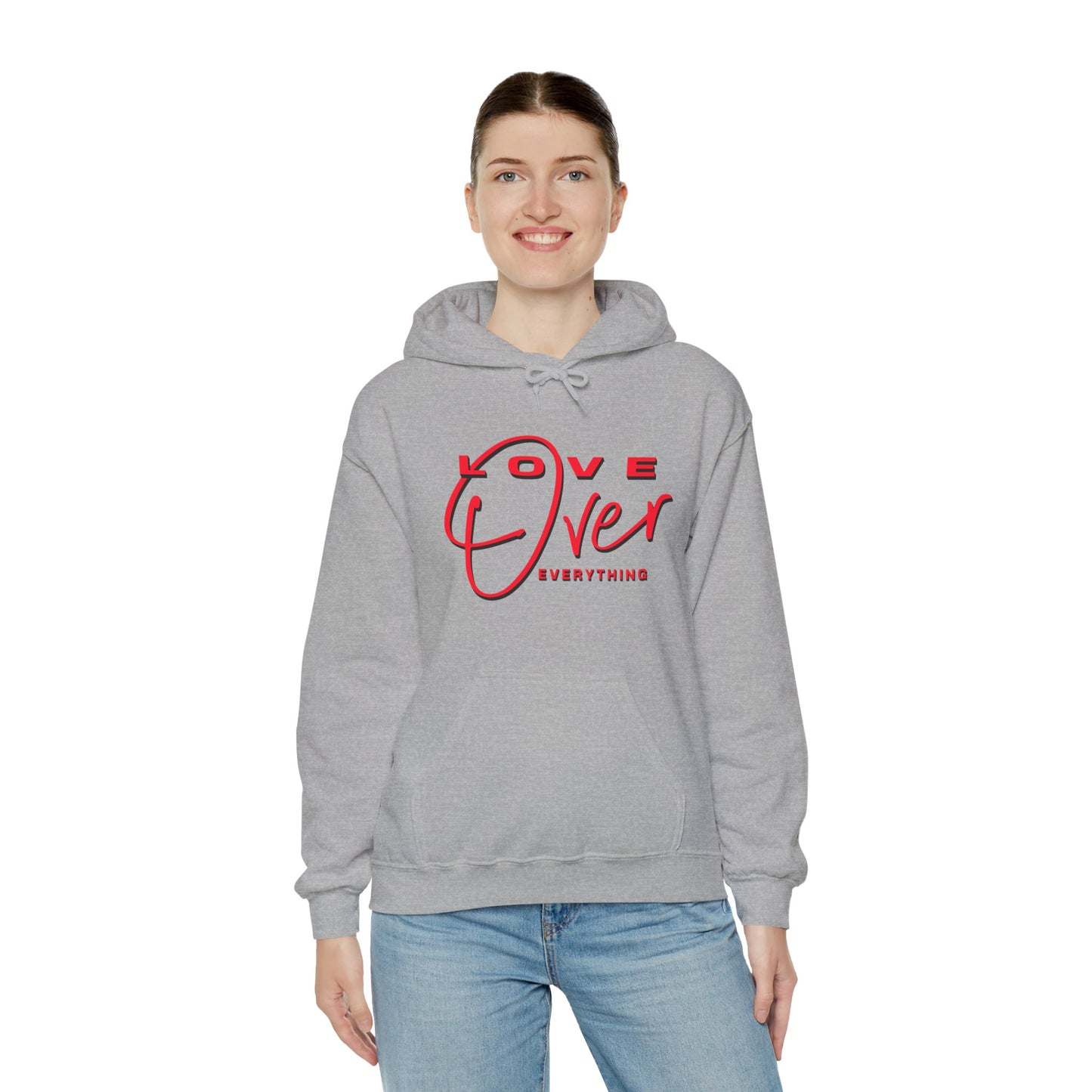Love Over Everything: Red Script Graphic Premium Pullover