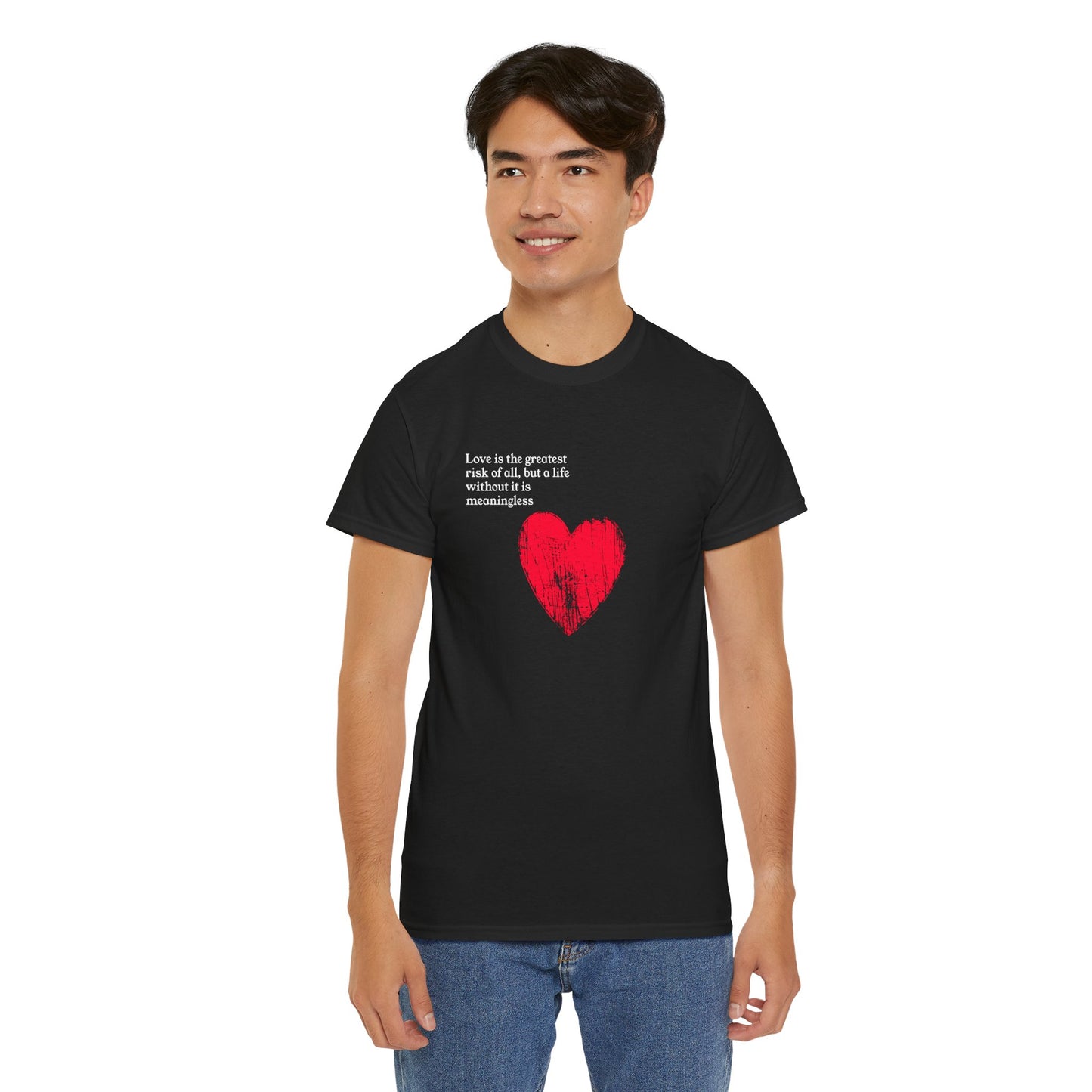 Artistic Affection: Red Brushstroke Heart "Love Is The Greatest" Tee