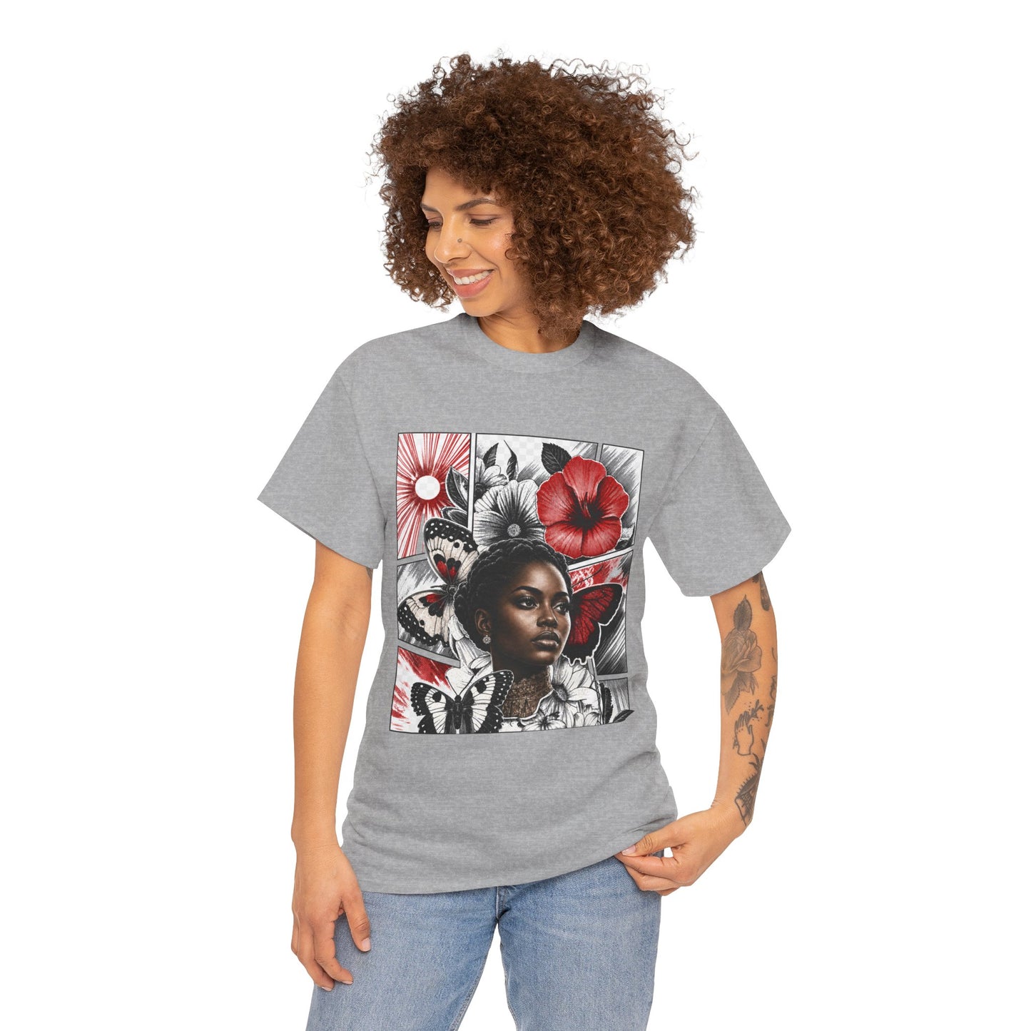 Floral Butterfly Portrait Graphic Tee