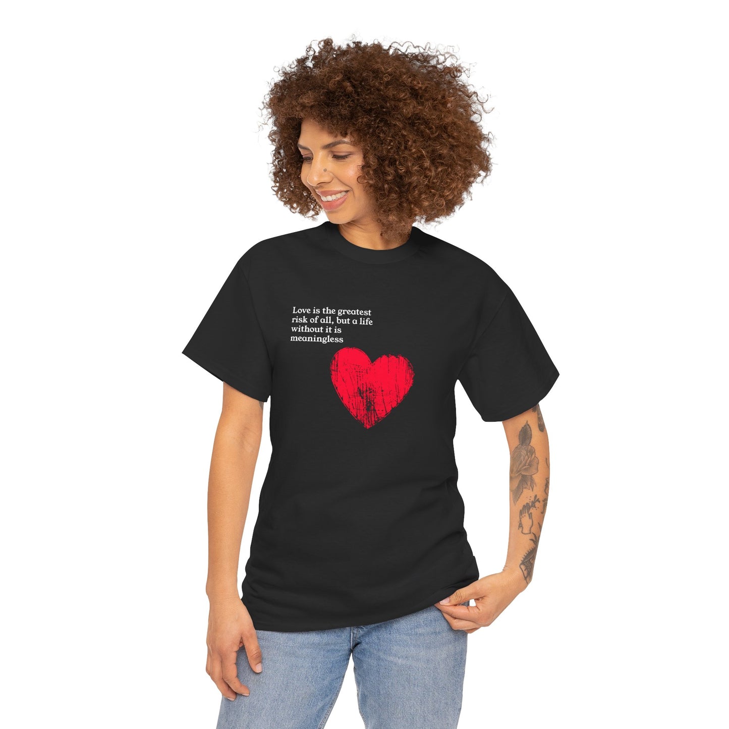 Artistic Affection: Red Brushstroke Heart "Love Is The Greatest" Tee