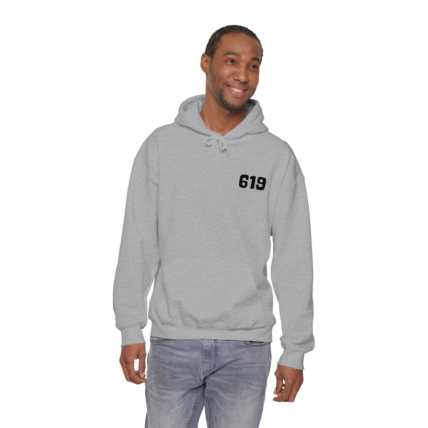 619 Heritage: Minimalist Embroidered Chest Print Premium Hoodie