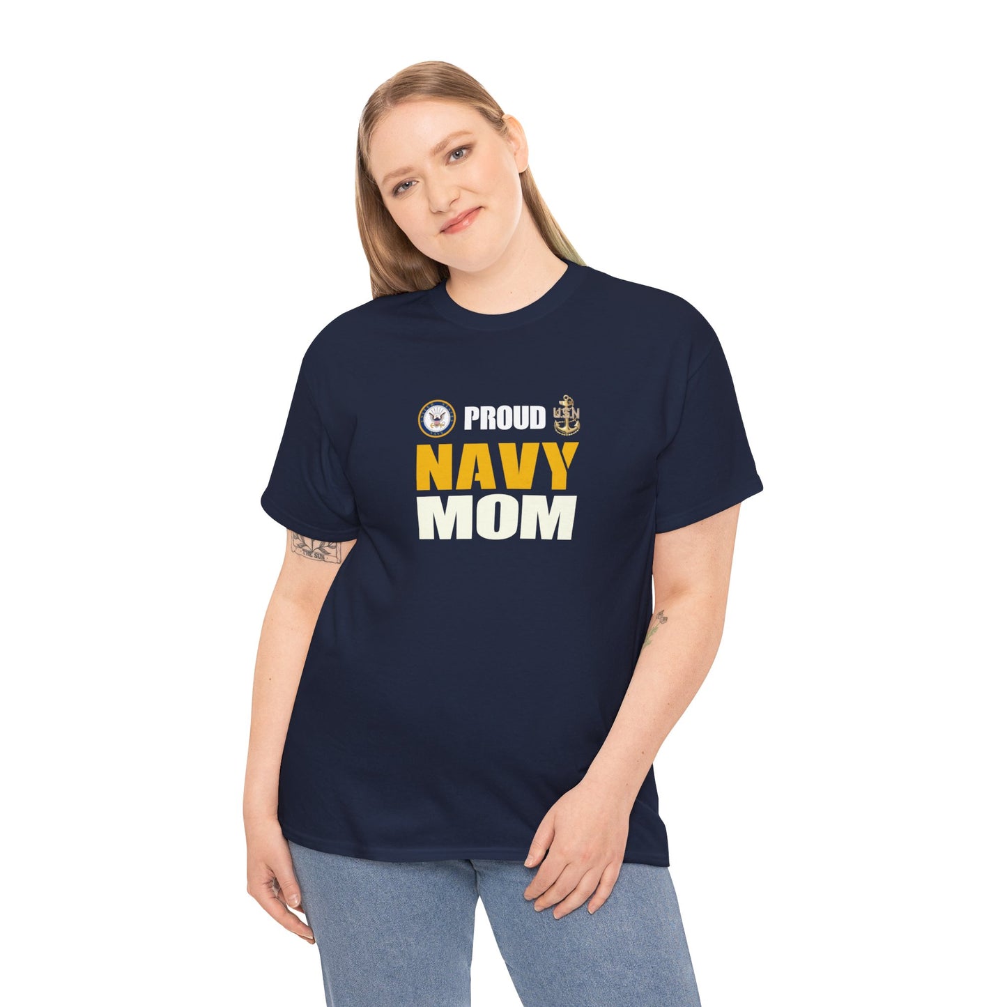 Proud Navy Mom Unisex Heavy Cotton Tee